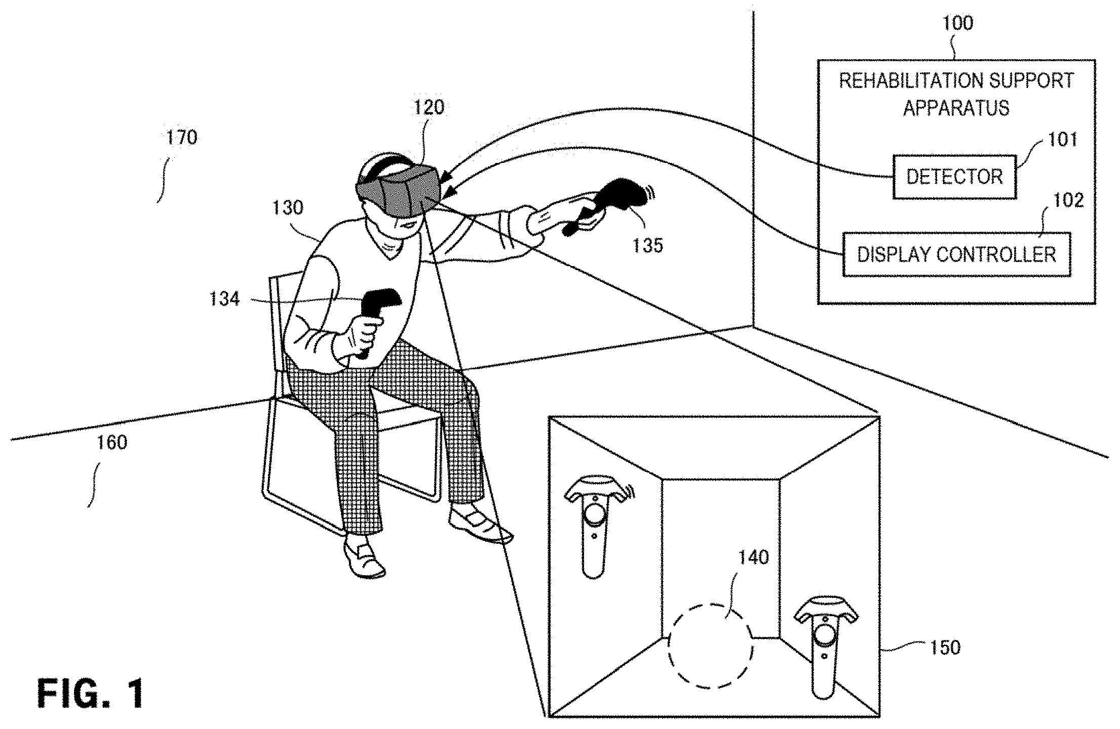 Patent US11775055 — Rehabilitation support apparatus, method therefor, and program — Figure 1