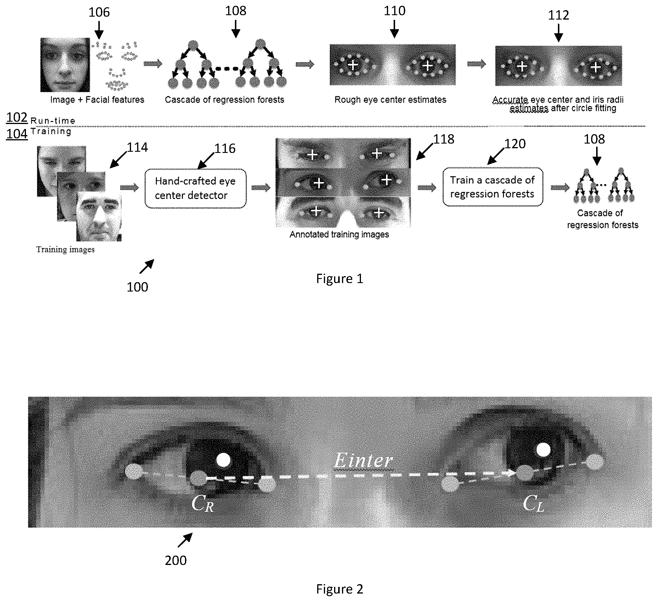 Patent US11775056 — System and method using machine learning for iris tracking, measurement, and simulation — Figure 1