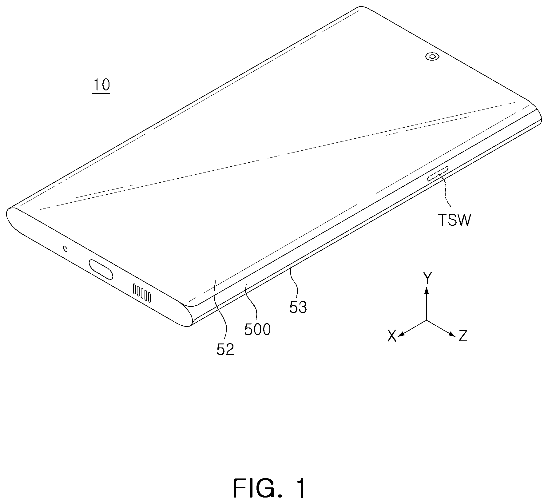 Patent US11775099 — Touch sensing module and electronic device including the same — Figure 1