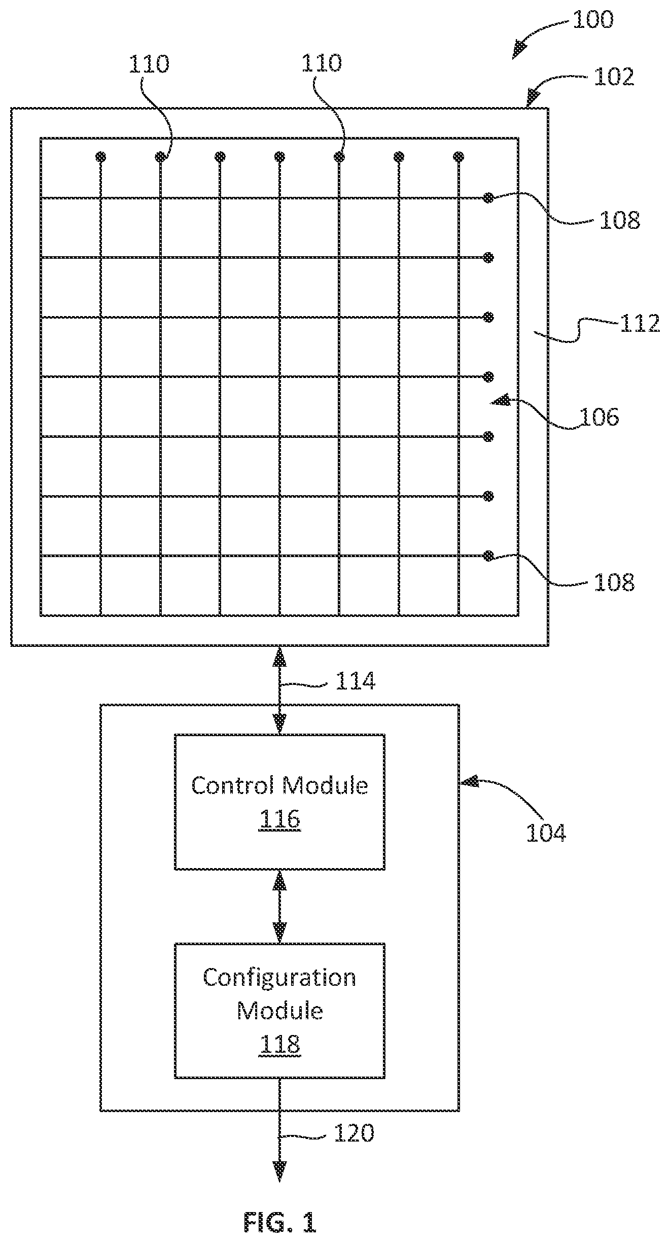 Patent US11775100 — Touch sensor system configuration — Figure 1