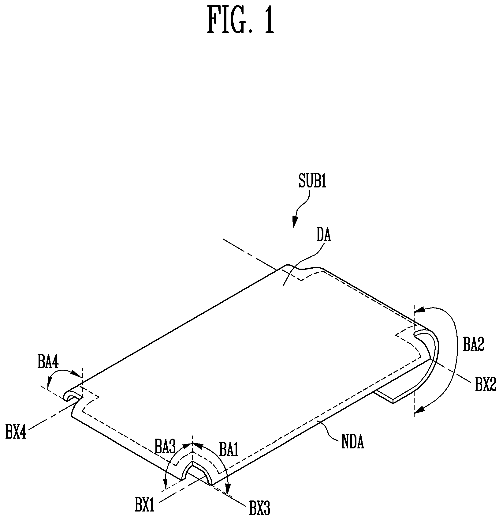 Patent US11775103 Figure 1 – Touch sensing display device with integrated multiplexed antenna function