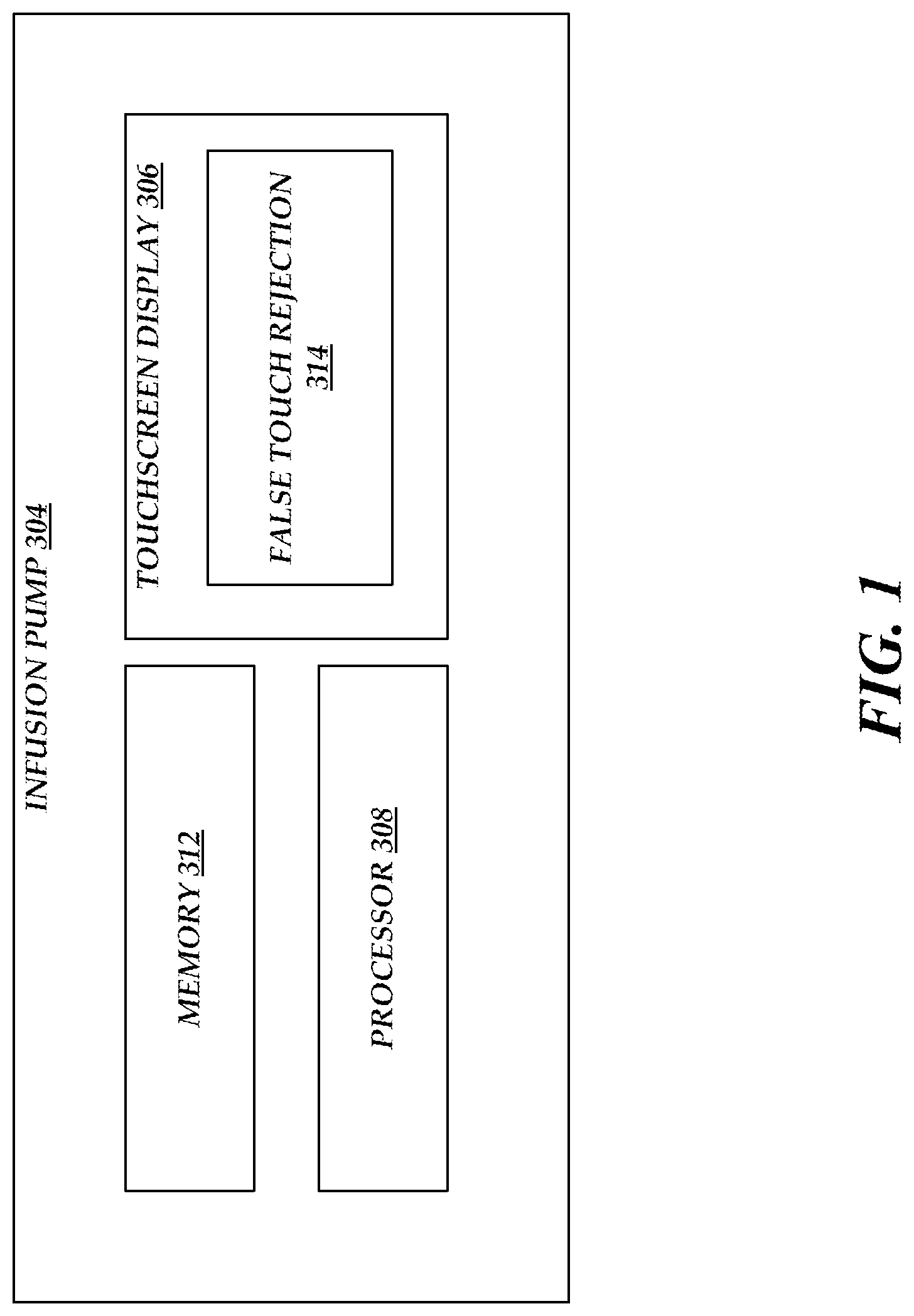 Patent US11775166 — Infusion pump touchscreen with false touch rejection — Figure 1