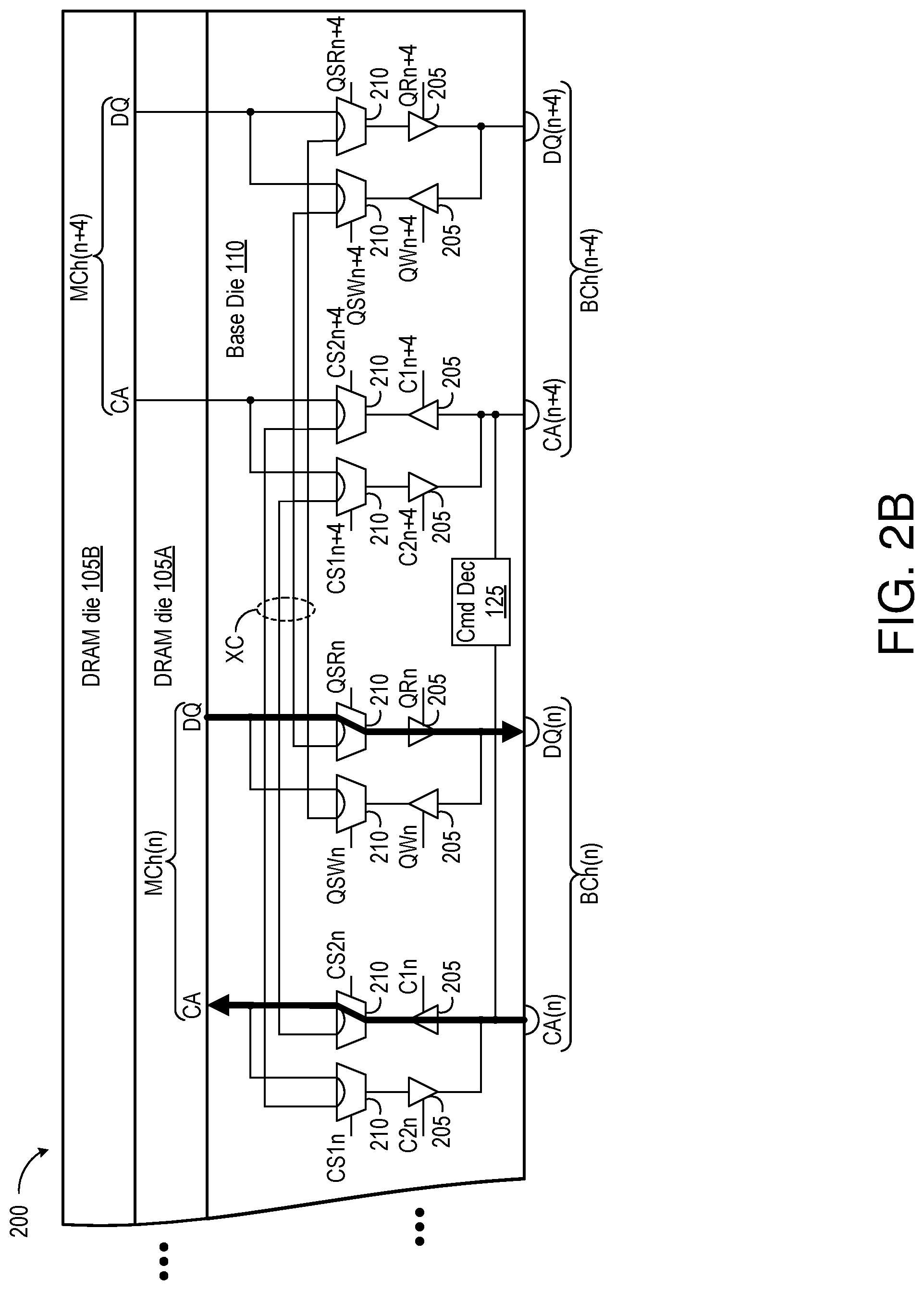 Patent US11775213 Figure 3 – Stacked memory device with paired channels