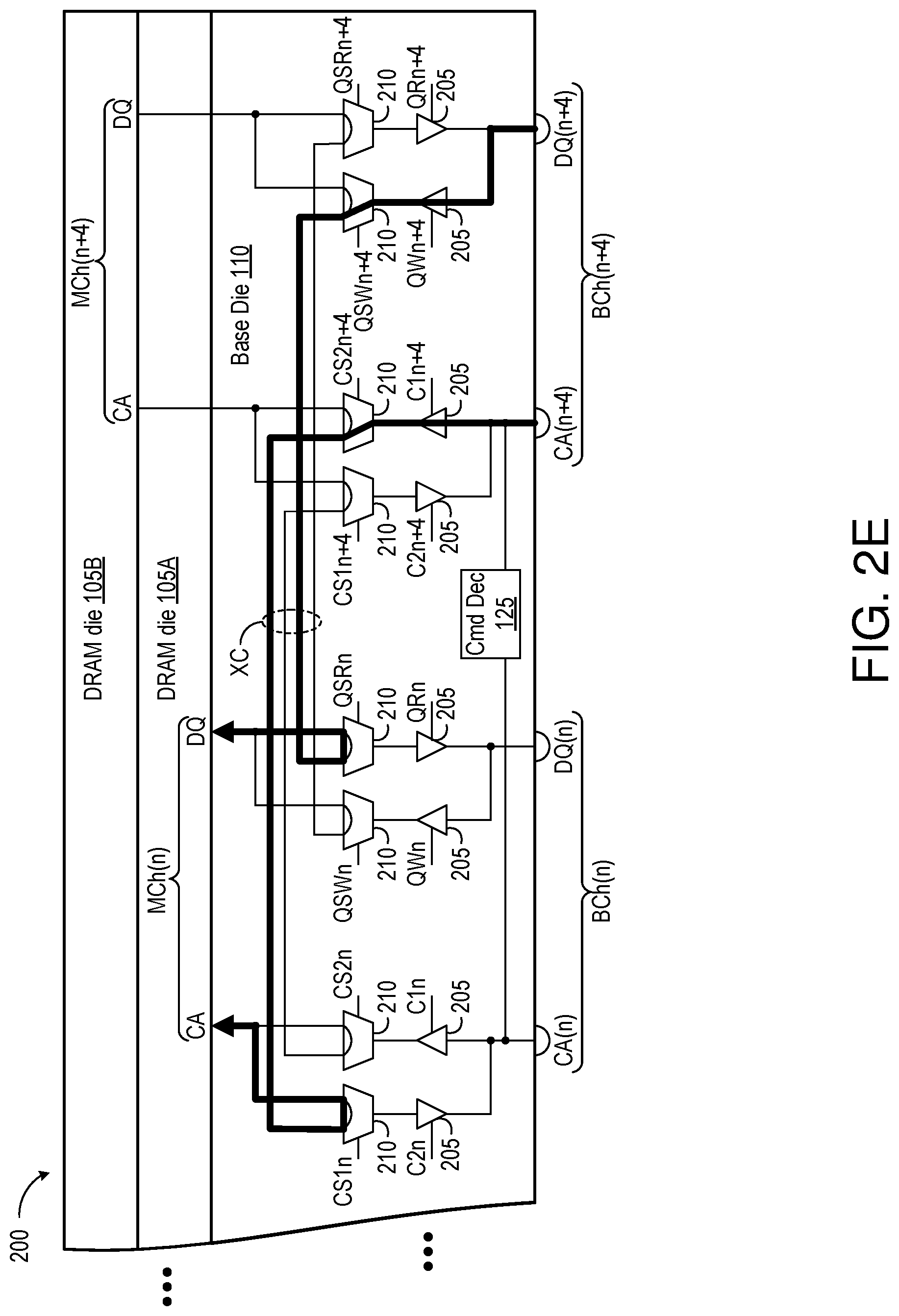 Patent US11775213 Figure 6 – Stacked memory device with paired channels