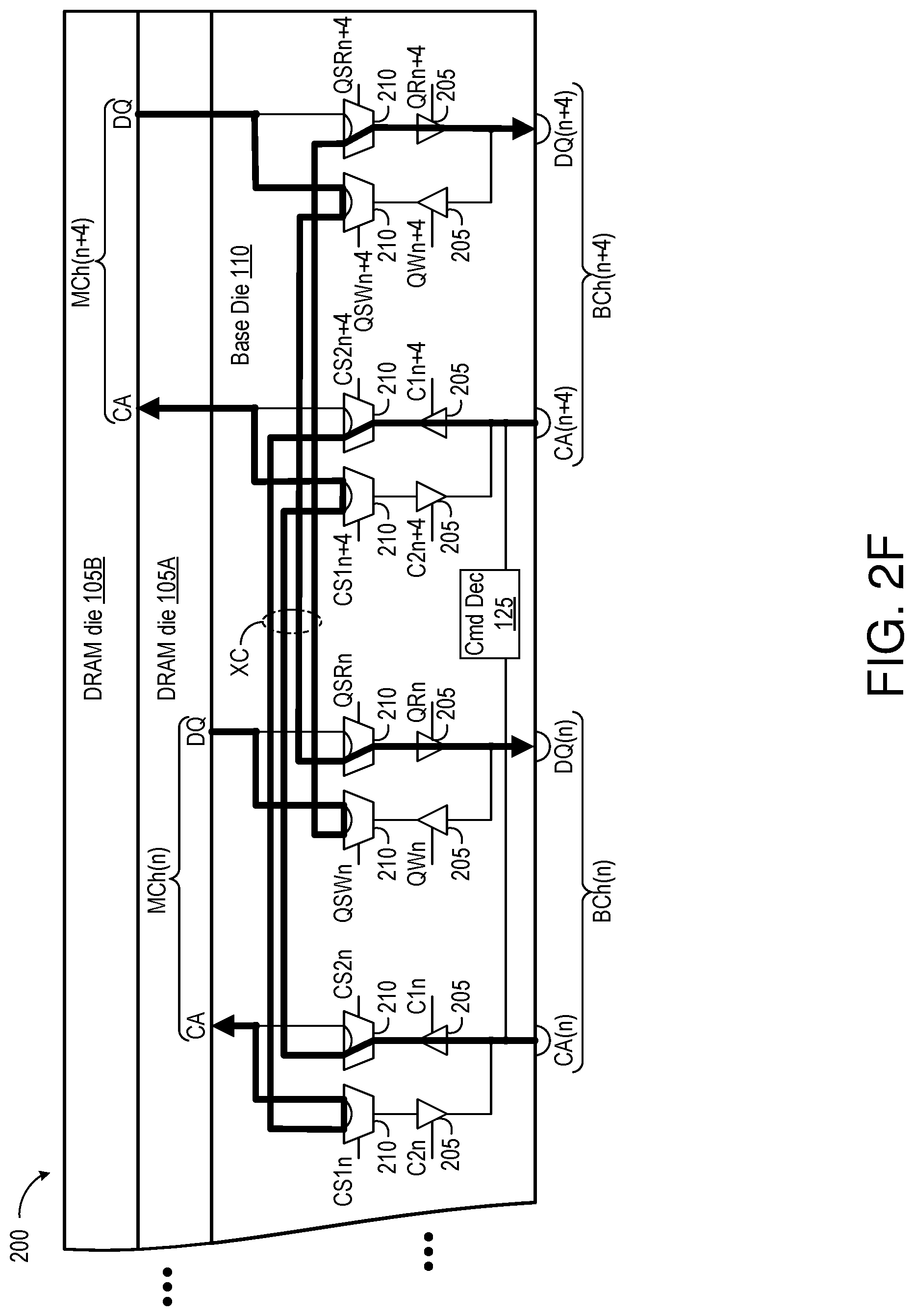 Patent US11775213 Figure 7 – Stacked memory device with paired channels