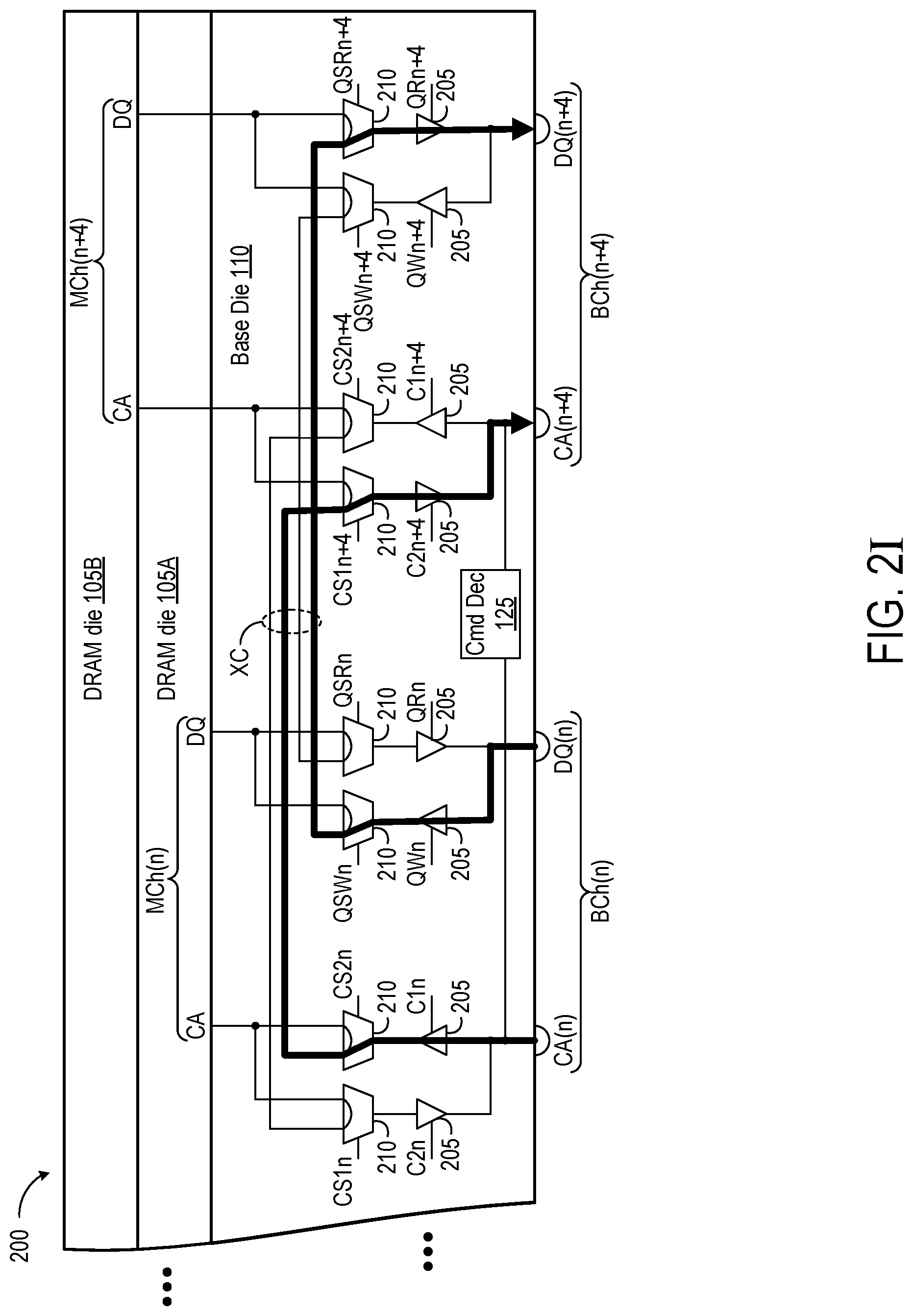 Patent US11775213 Figure 10 – Stacked memory device with paired channels