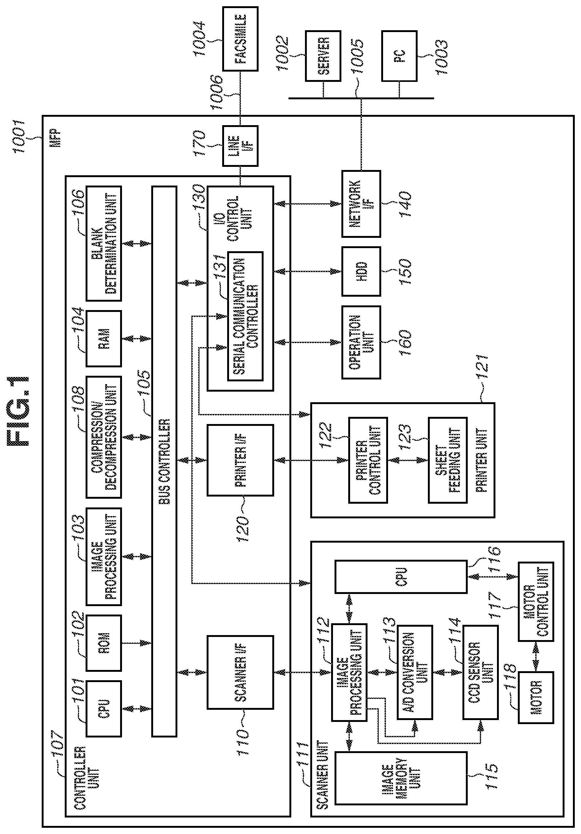 Patent US11775241 — Performing blank determination processing and storing data as log information — Figure 1