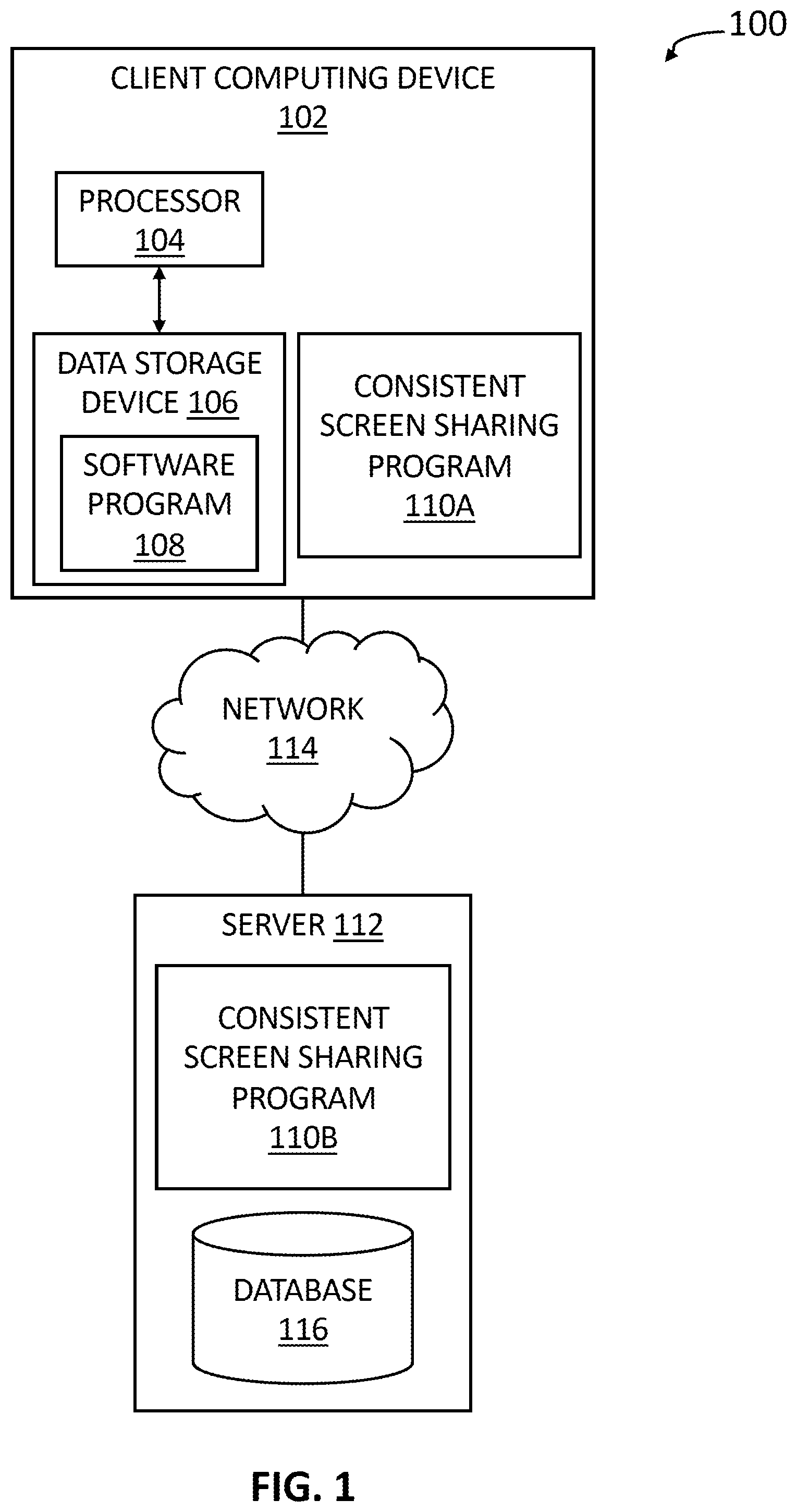Patent US11775245 — Consistent representative screen sharing — Figure 1