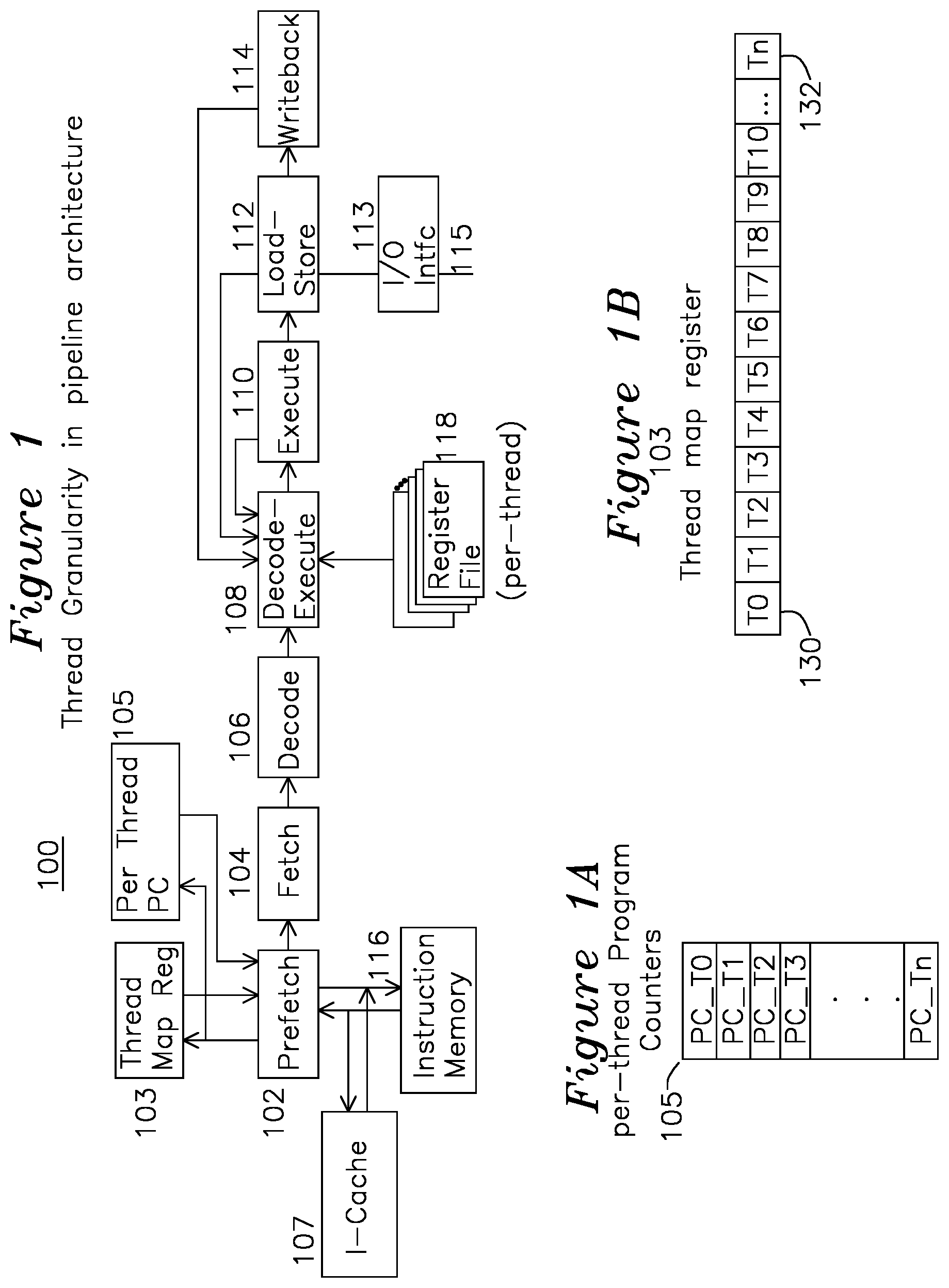 Patent US11775306 — Multi-threaded processor with thread granularity — Figure 1