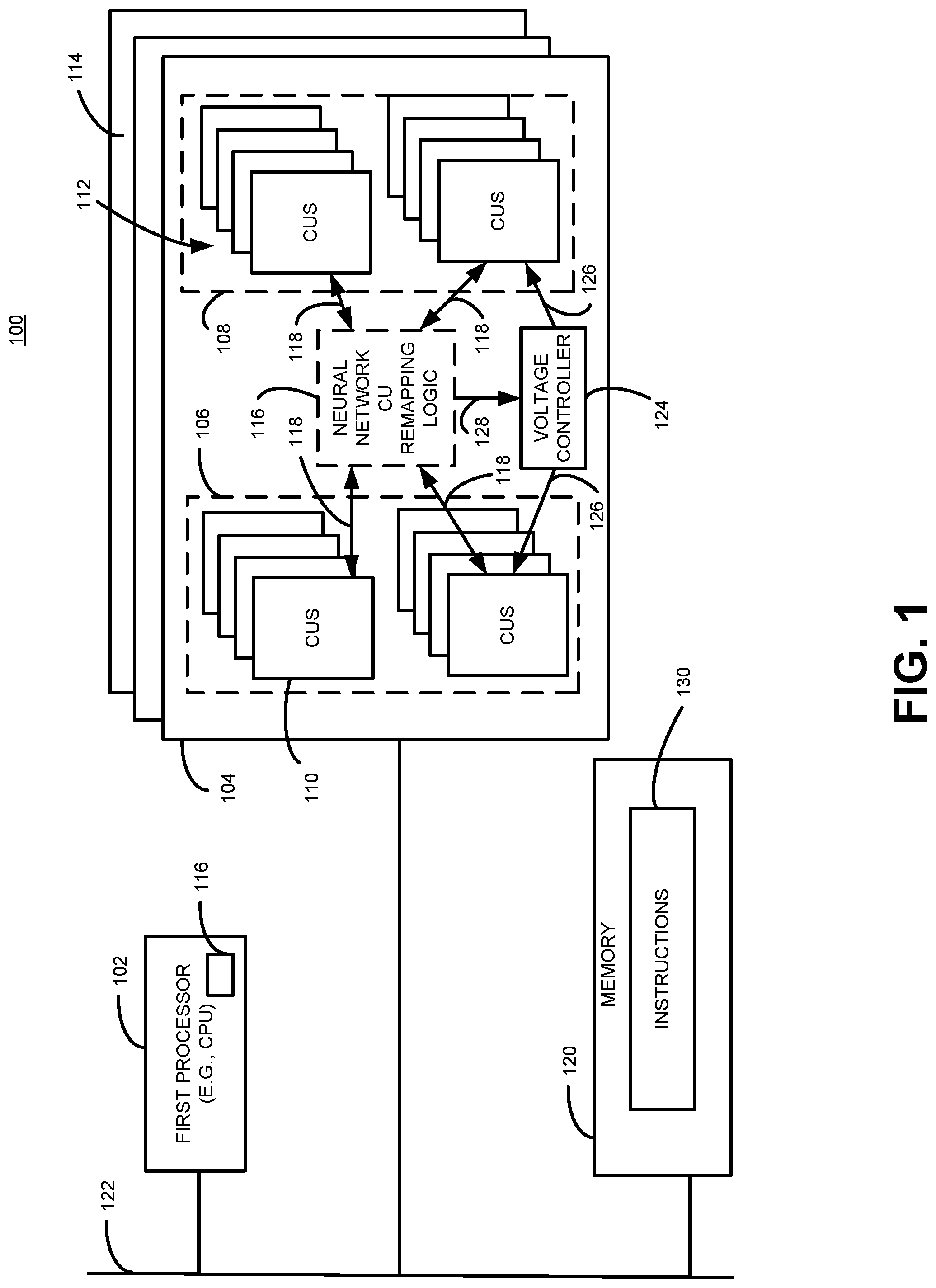 Patent US11775349 — Machine intelligence processor with compute unit remapping — Figure 1