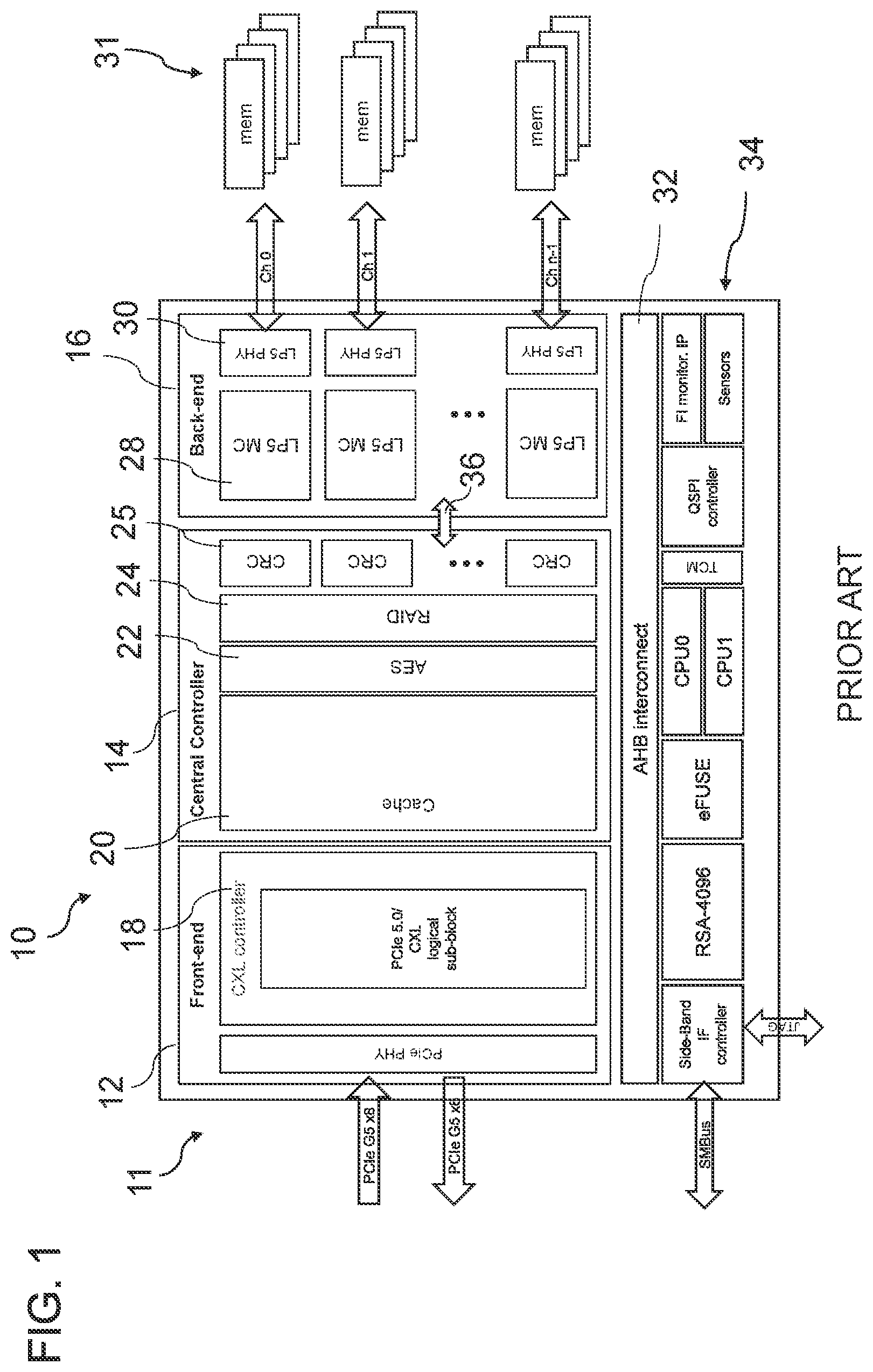 Patent US11775387 — Cyclic redundancy check (CRC) retry for memory systems in compute express link (CXL) devices — Figure 1