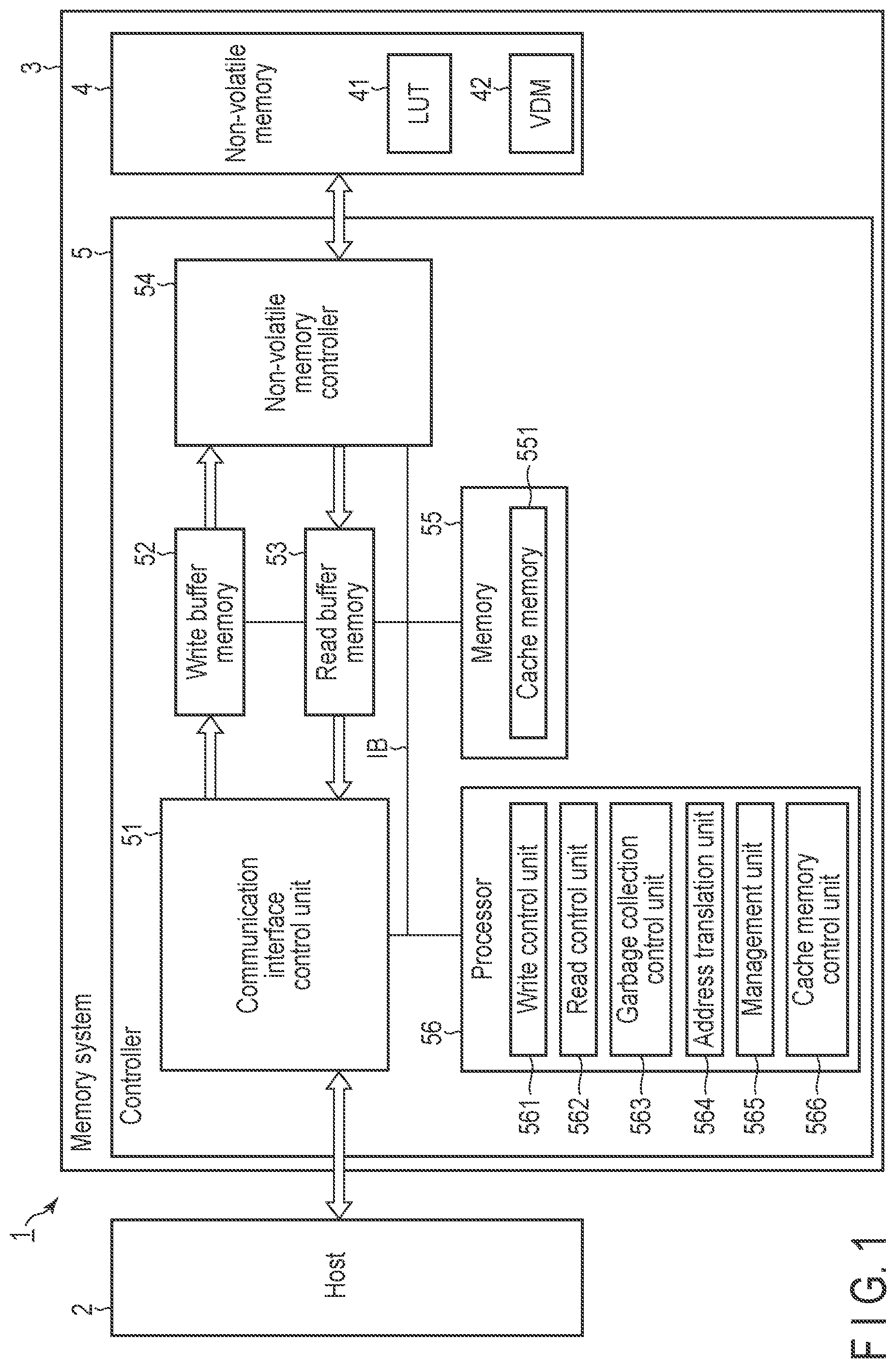Patent US11775424 — Memory system and information processing system — Figure 1