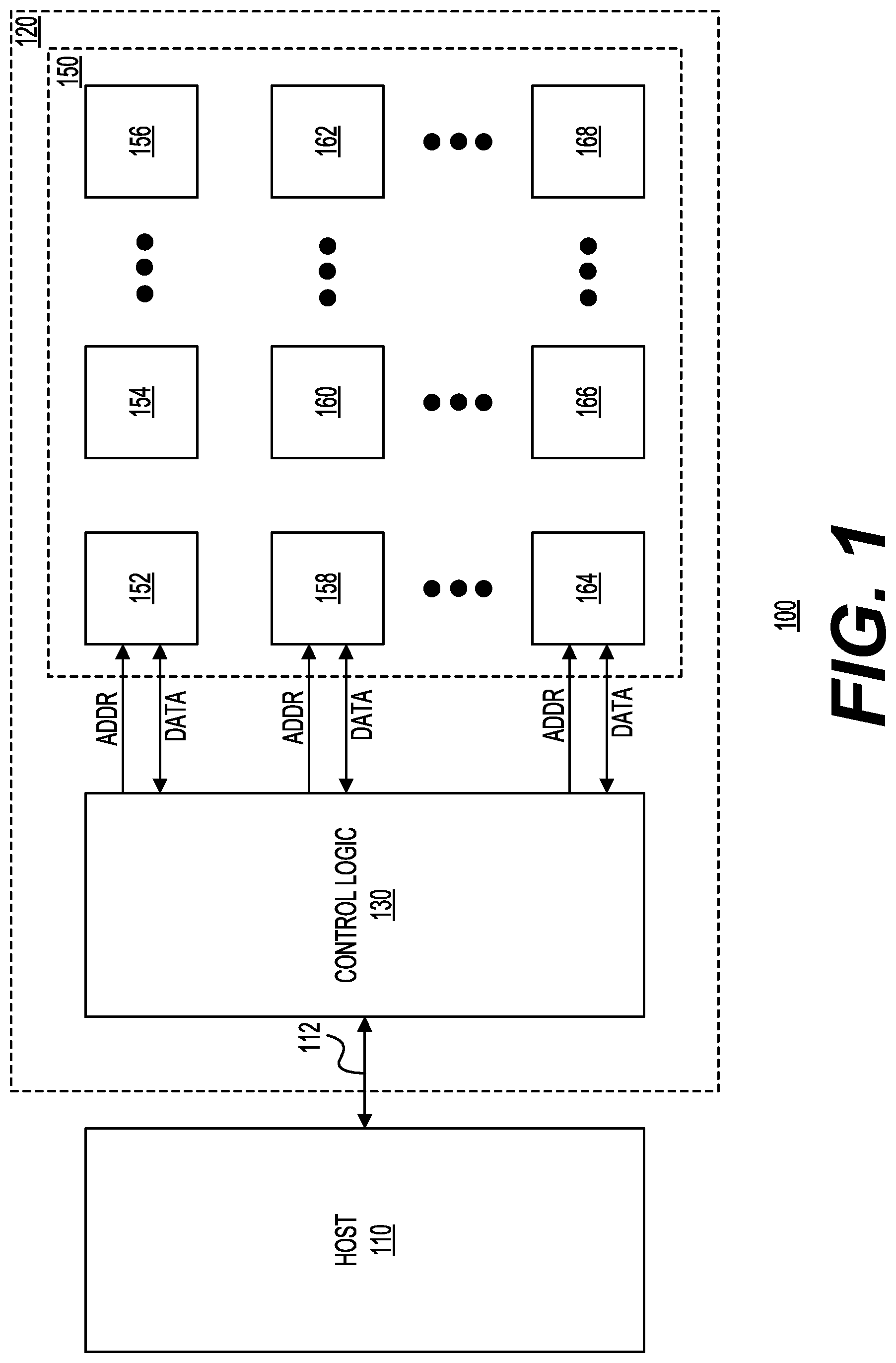 Patent US11775442 — Memory system with a predictable read latency from media with a long write latency — Figure 1