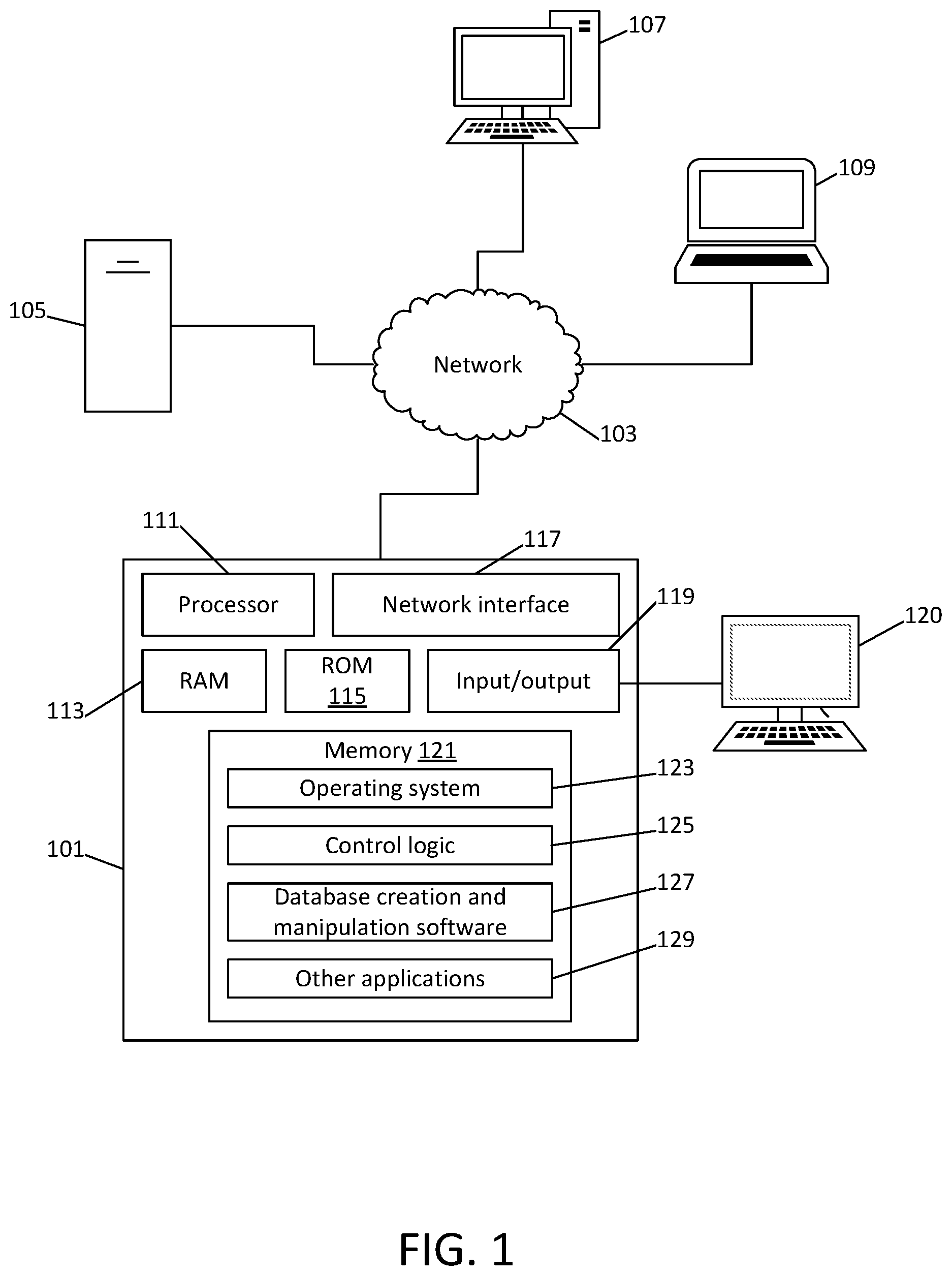 Patent US11775489 — Consolidating multiple databases into a single or a smaller number of databases — Figure 1