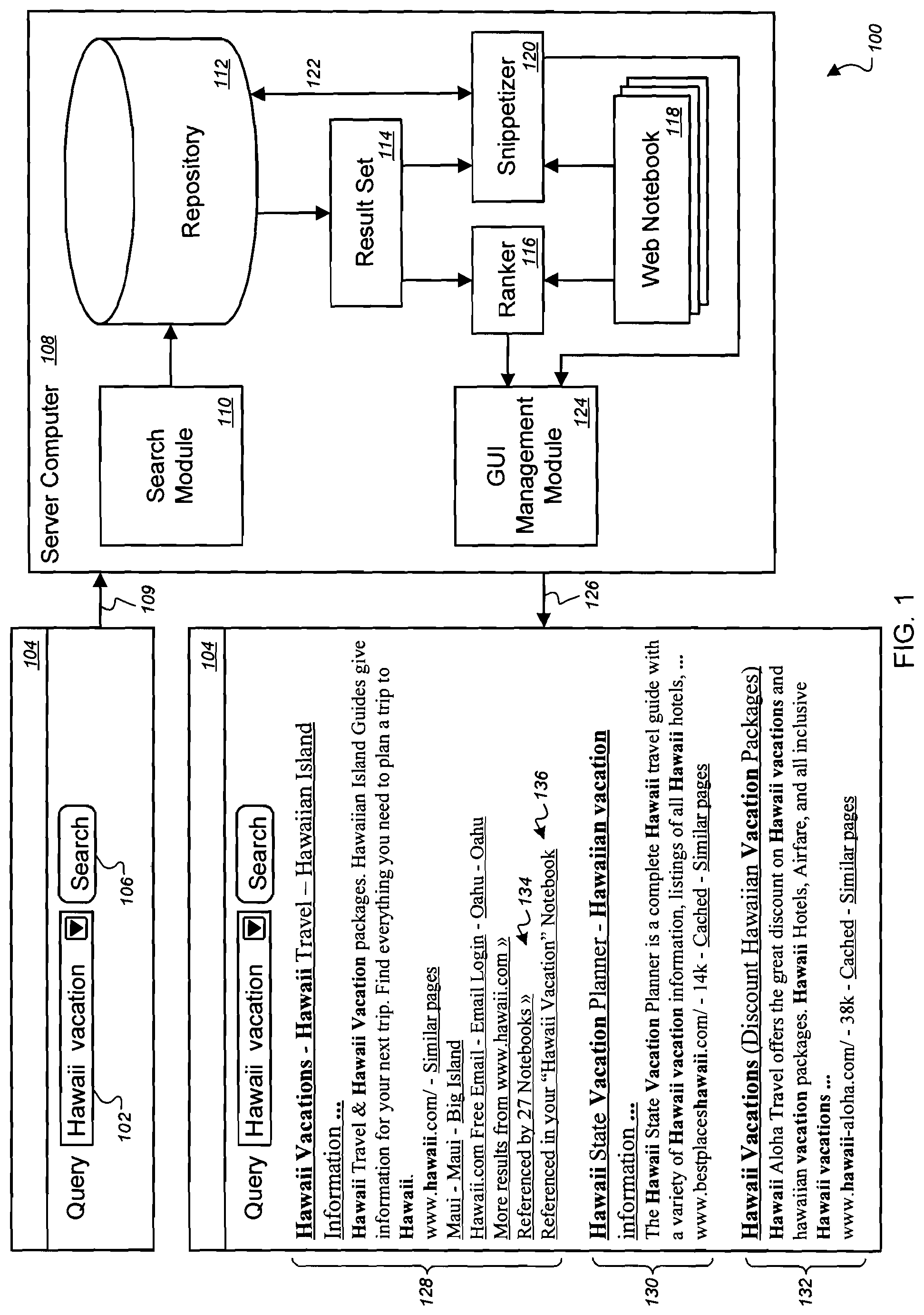 Patent US11775535 — Presenting search result information — Figure 1