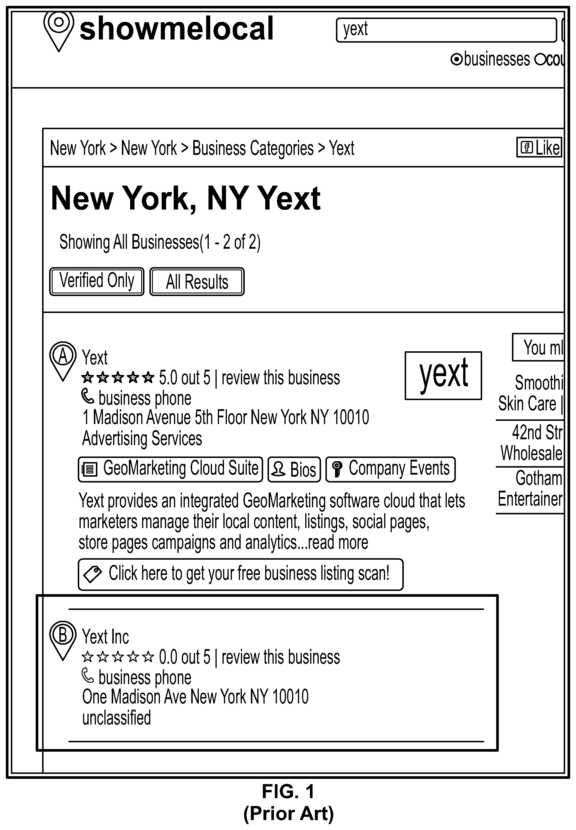 Patent US11775537 — Suppressing duplicate listings on a search provider system using API-based communications — Figure 1