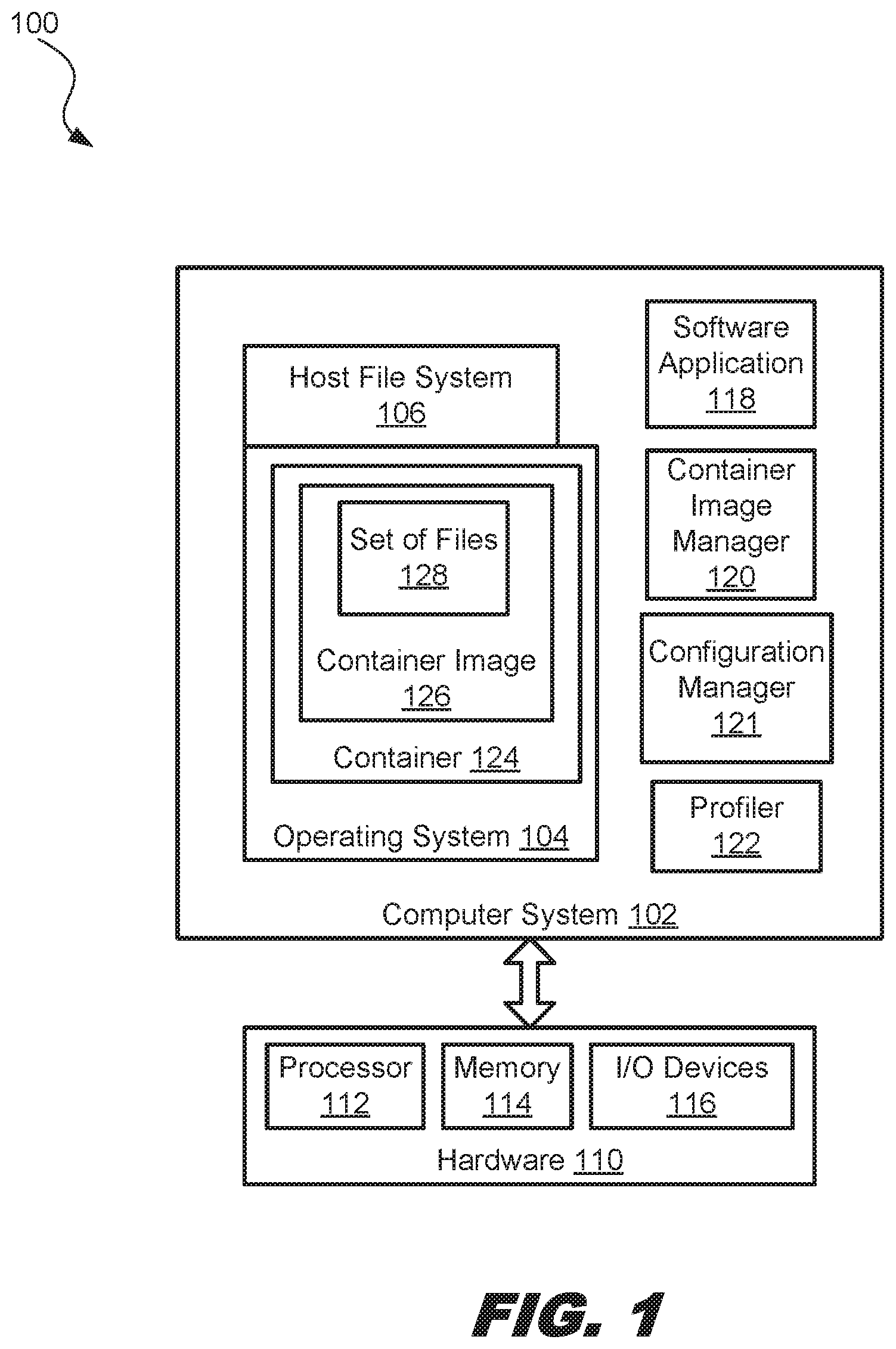 Patent US11775576 — Container image size reduction via runtime analysis — Figure 1