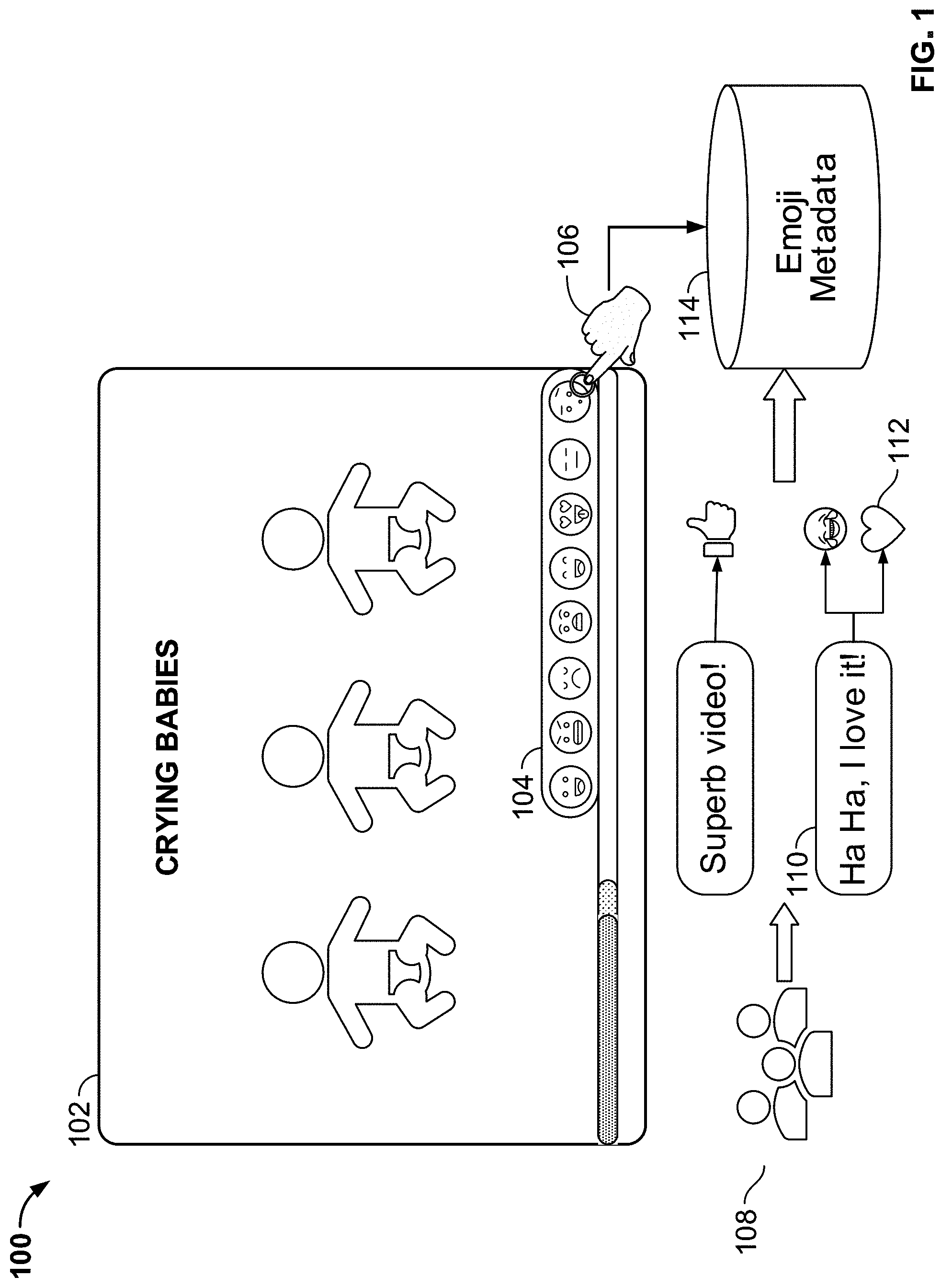 Patent US11775583 — Systems and methods for processing emojis in a search and recommendation environment — Figure 1