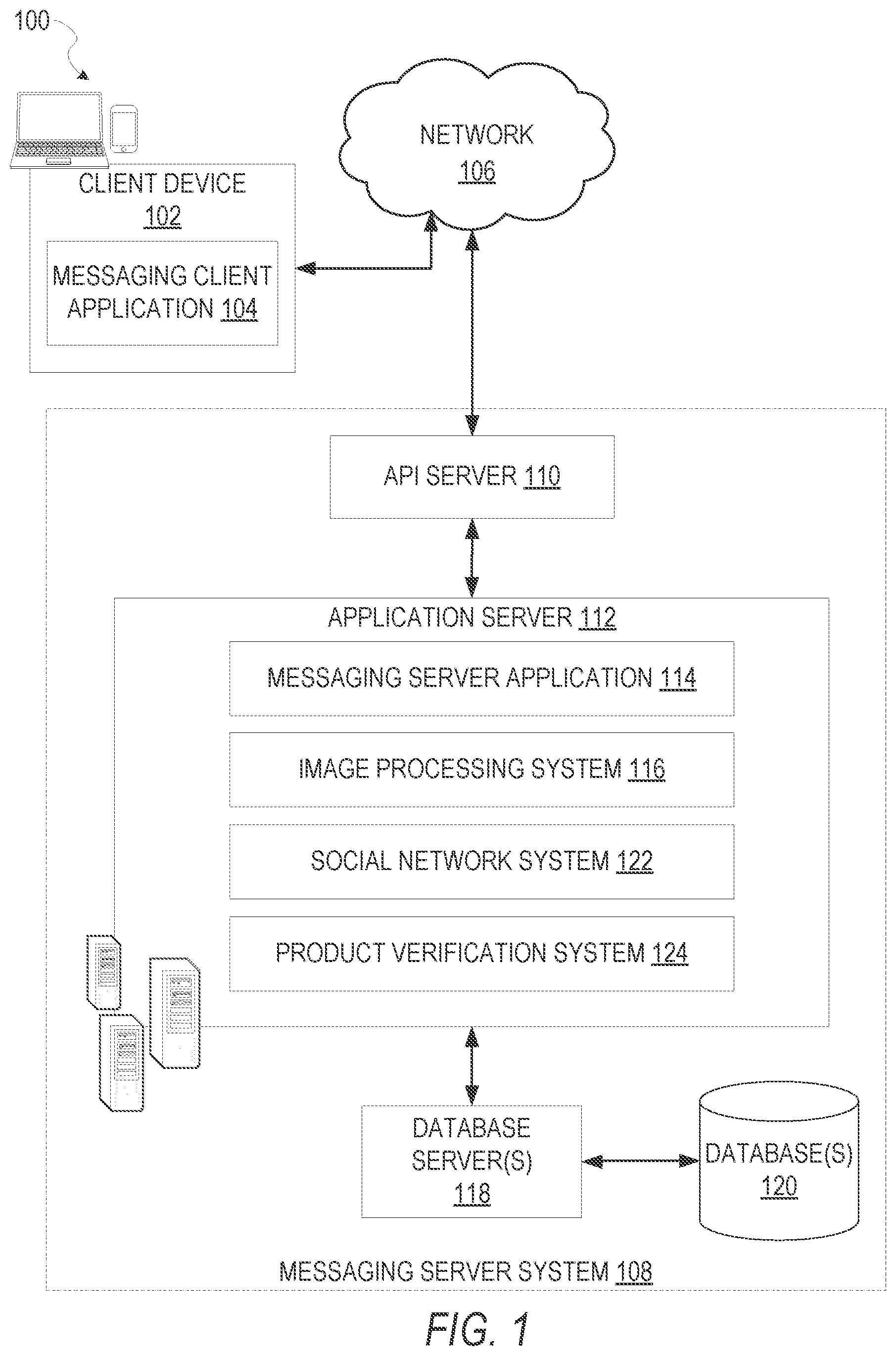 Patent US11775781 — Product verification in a messaging system — Figure 1