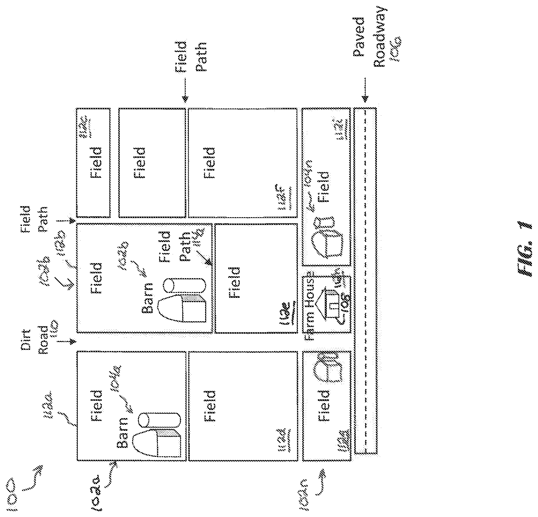 Patent US11775924 — System and method for providing disparate networked, off-road guidance in rural areas — Figure 1