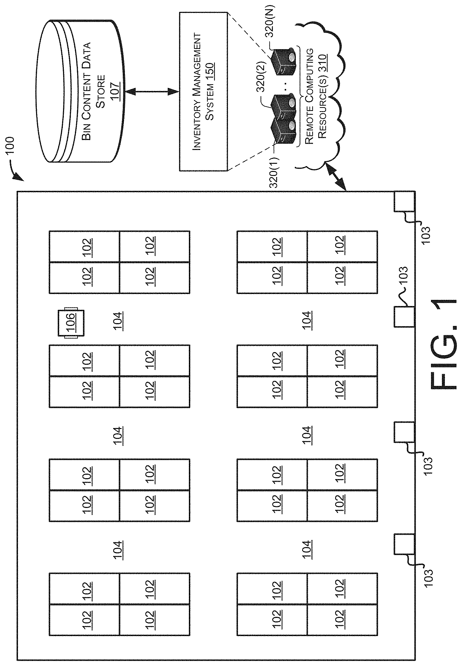 Patent US11775930 — Bin content verification — Figure 1
