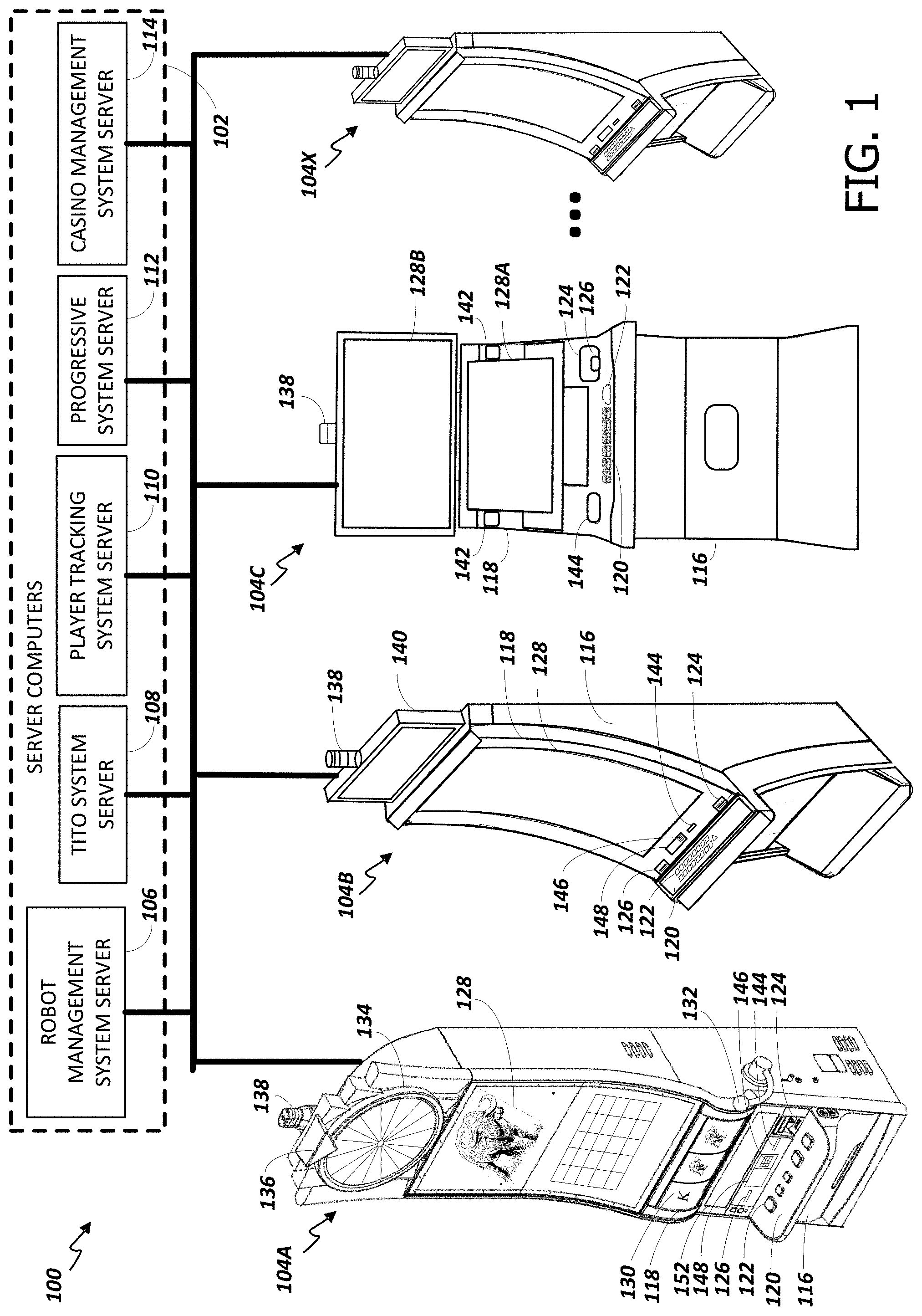 Patent US11775942 Figure 1 – Gaming service automation machine with digital wallet services