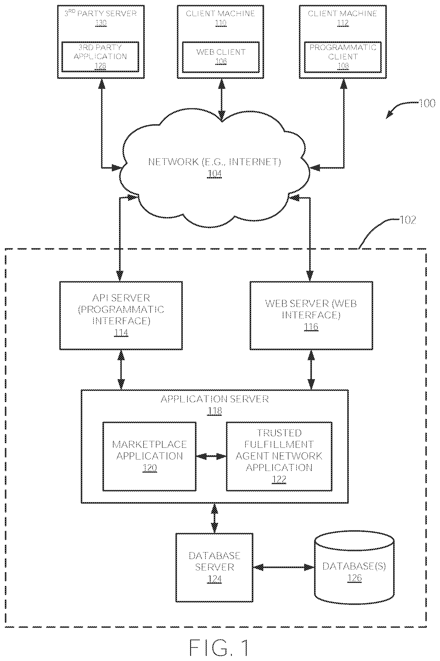 Patent US11776031 — Trusted fulfillment agent network — Figure 1