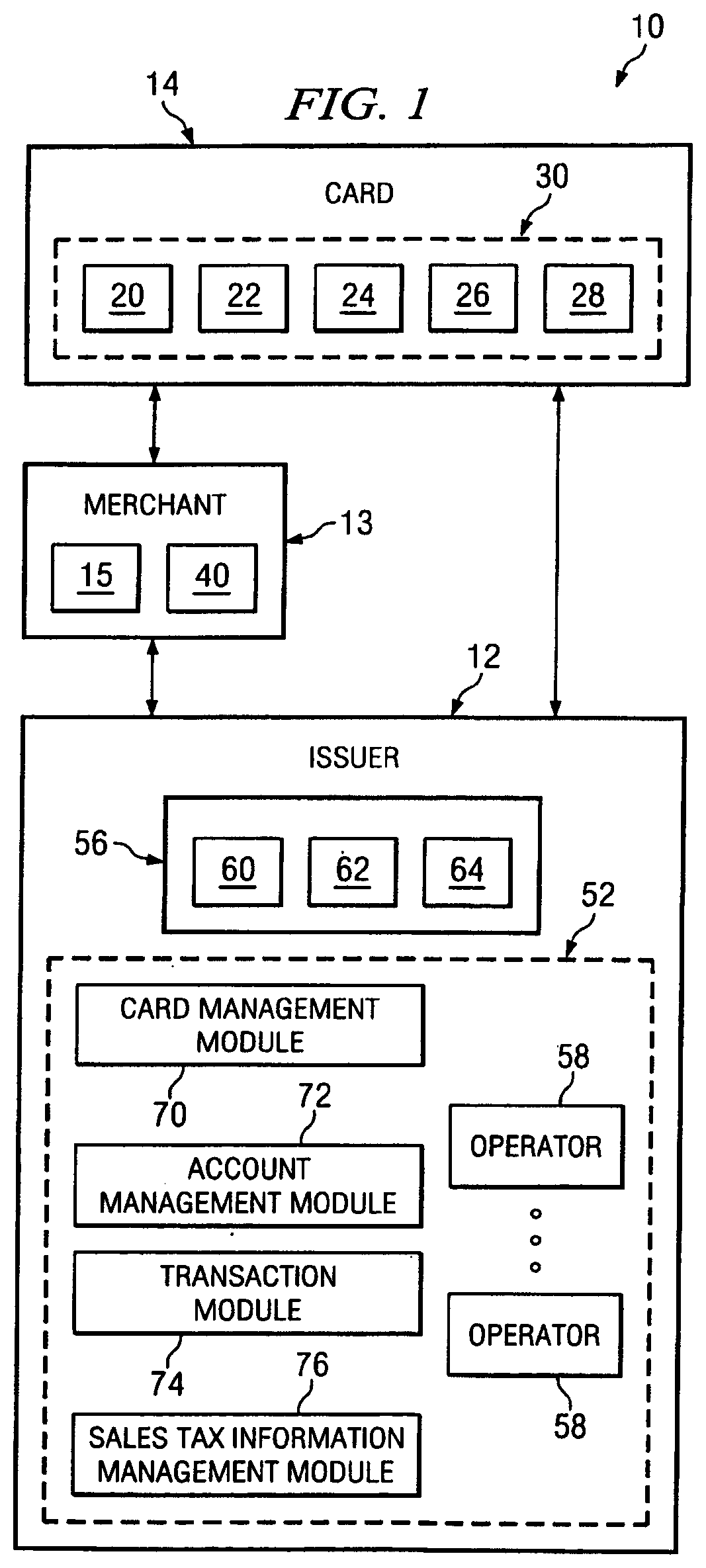 Patent US11776067 — System and method for capturing sales tax deduction information from monetary card transactions — Figure 1