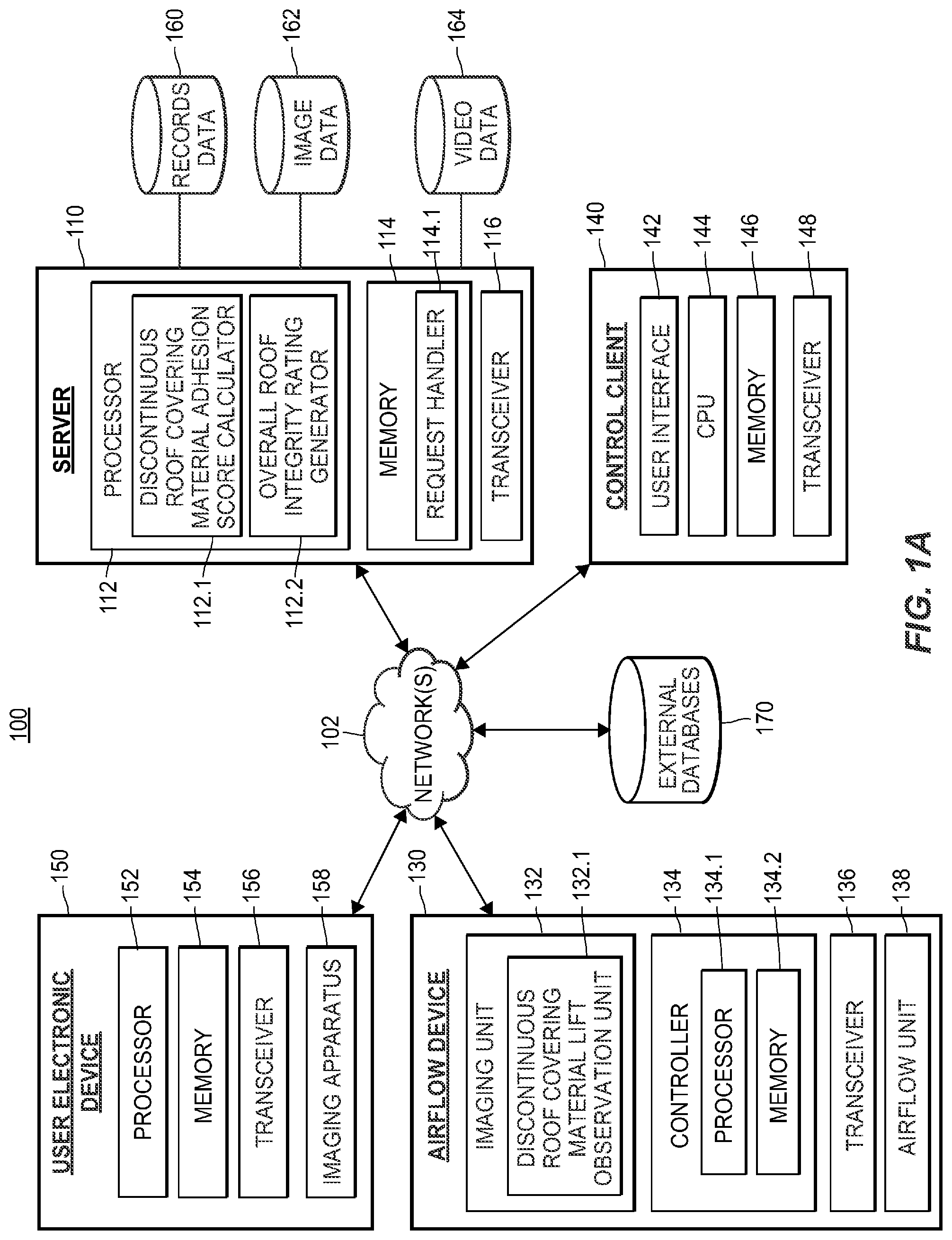 Patent US11776100 — System and method for analyzing an integrity of a roof covering — Figure 1
