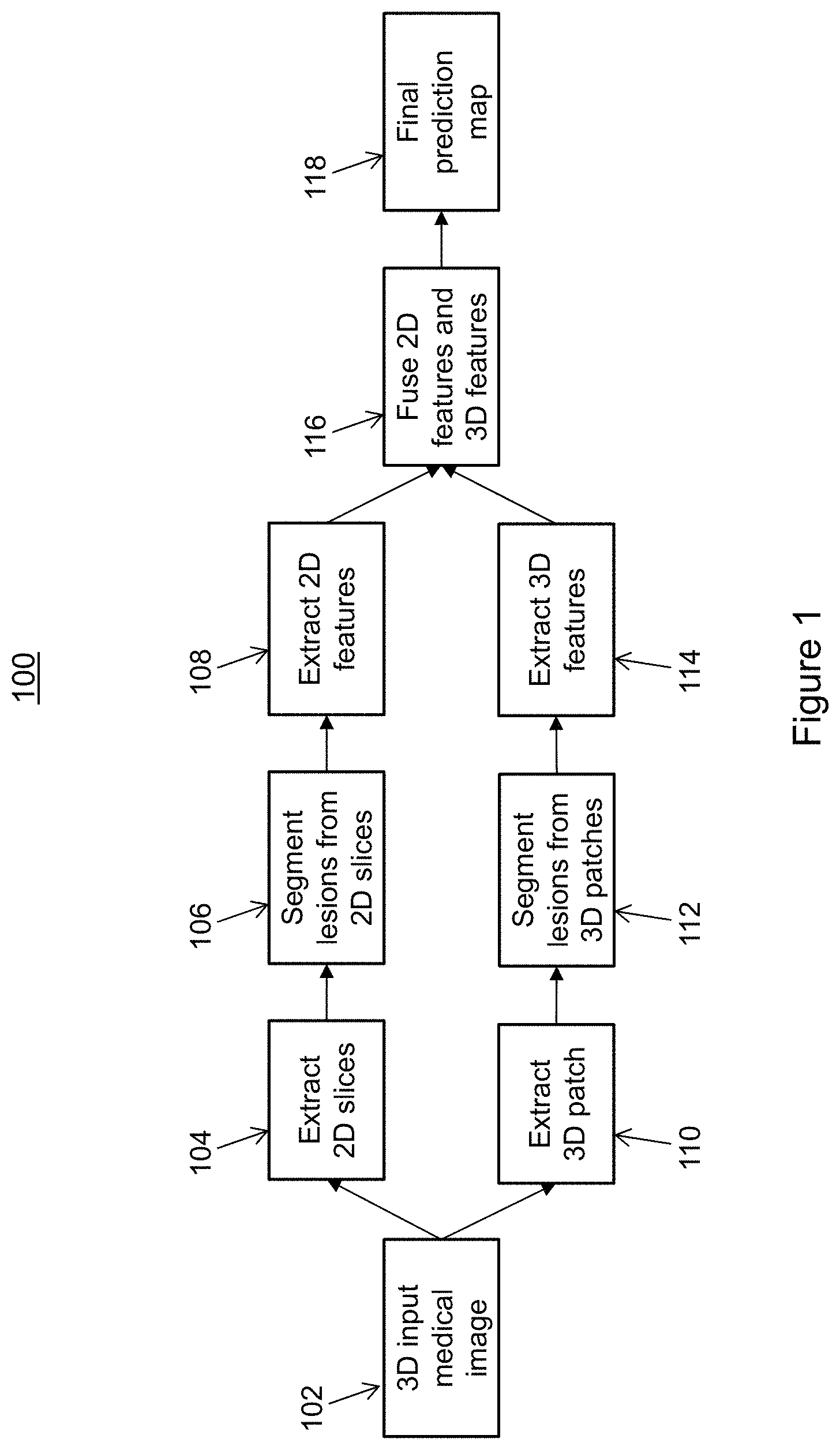 Patent US11776128 — Automatic detection of lesions in medical images using 2D and 3D deep learning networks — Figure 1