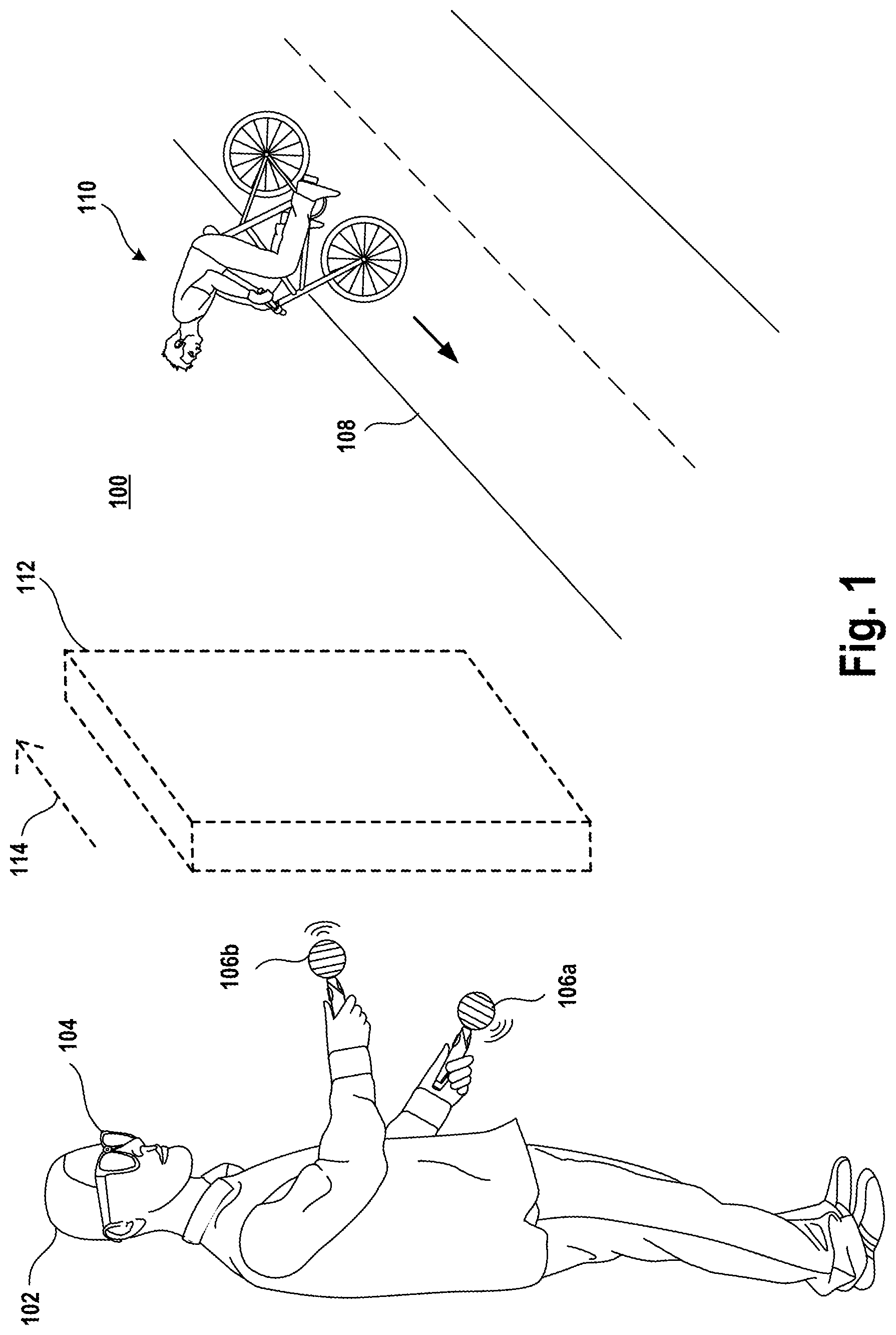 Patent US11776166 — Discrimination between virtual objects and real objects in a mixed reality scene — Figure 1