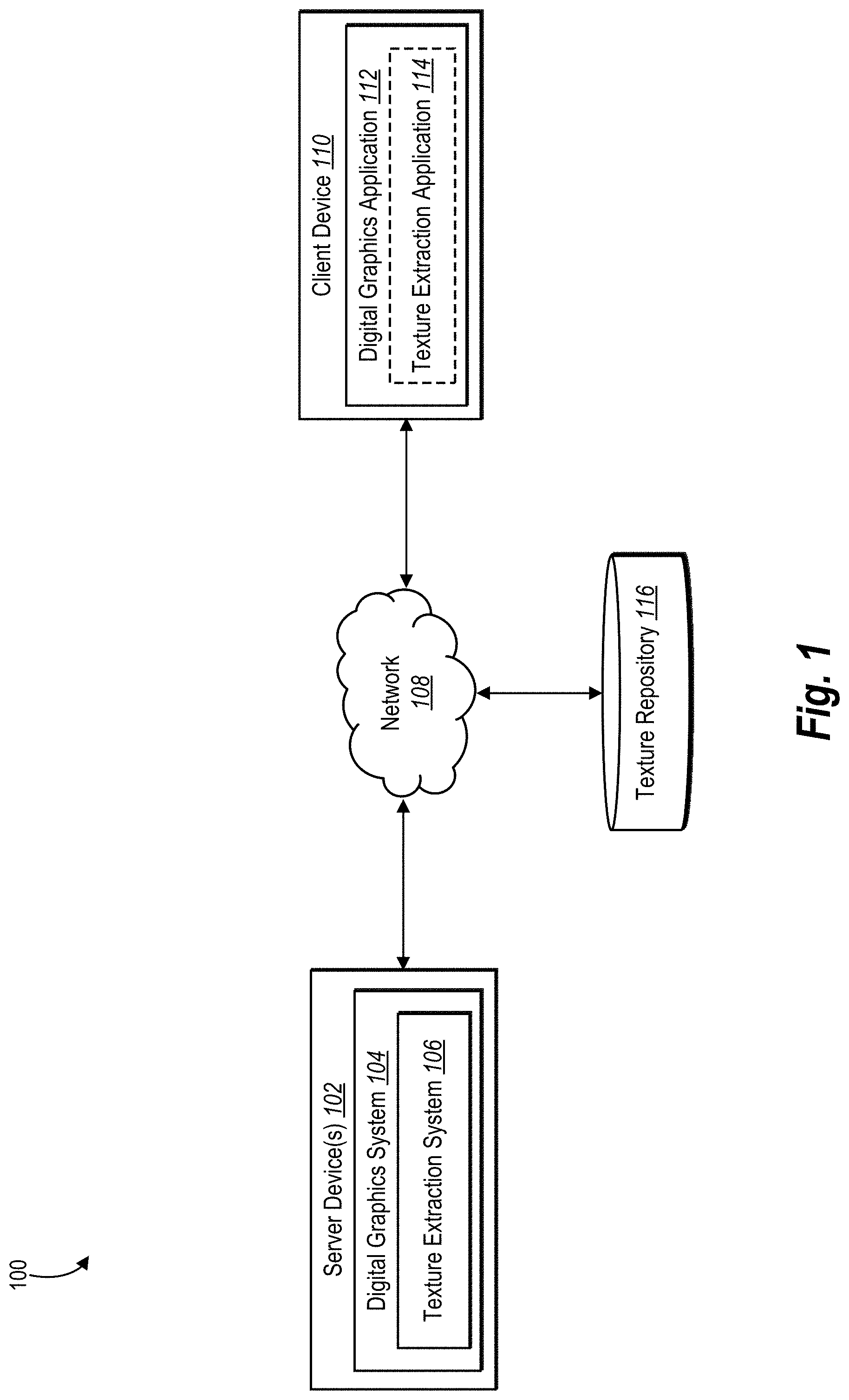 Patent US11776168 — Extracting textures from text based images — Figure 1