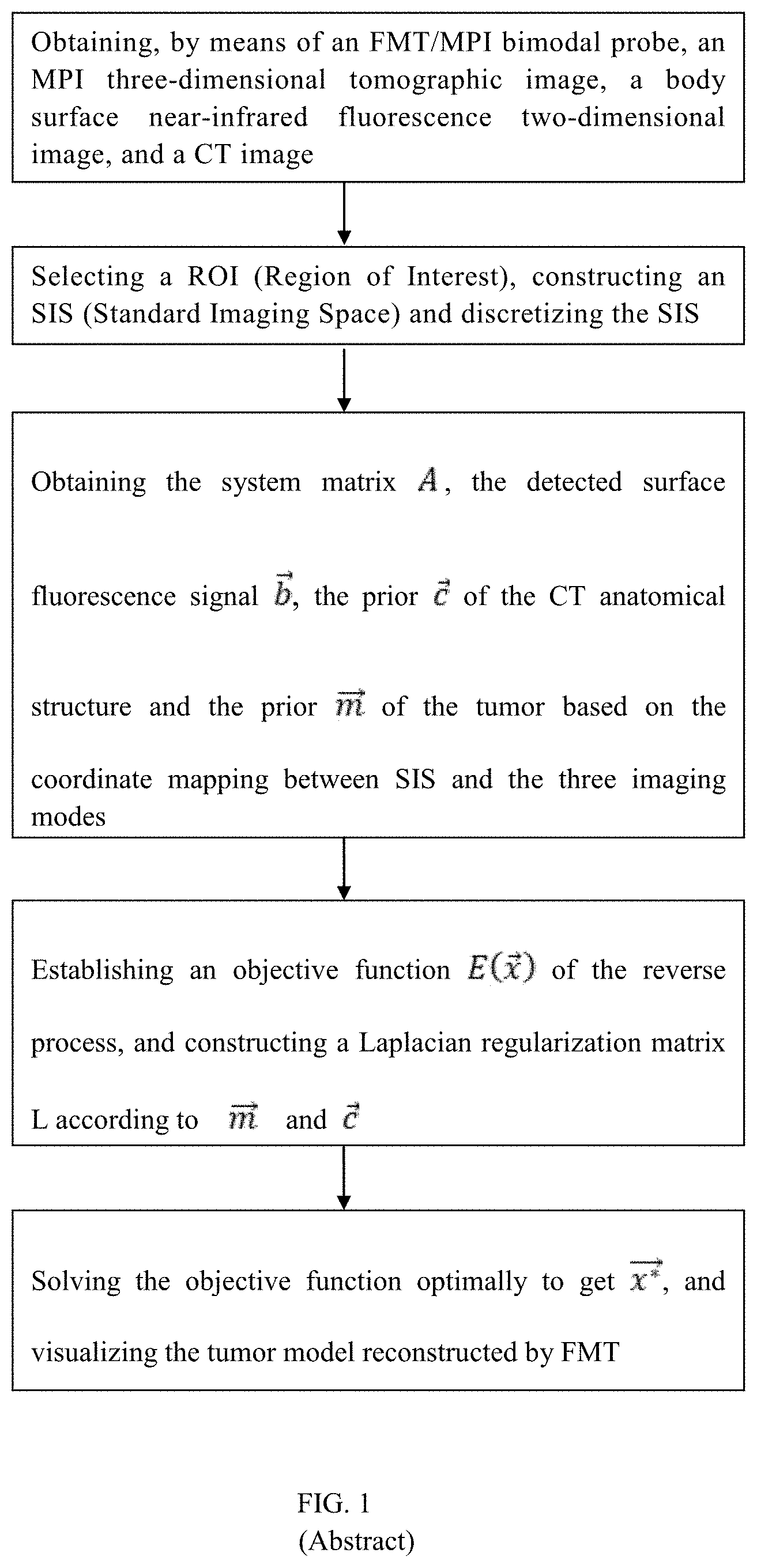 Patent US11776174 — Fluorescence moleculartomography reconstruction method based on prior guidance of magnetic particle imaging — Figure 1
