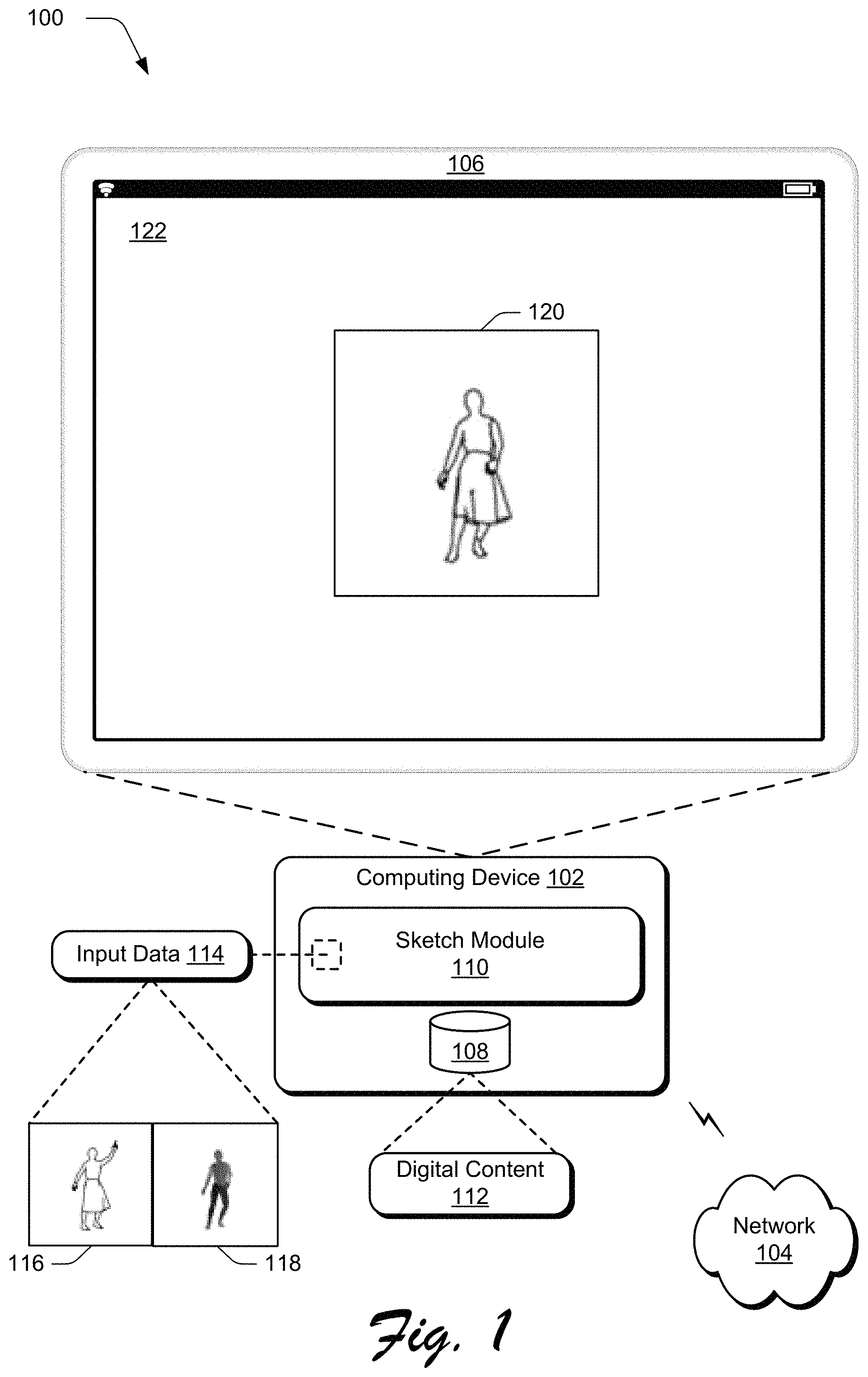 Patent US11776189 — Systems for generating digital objects to animate sketches — Figure 1