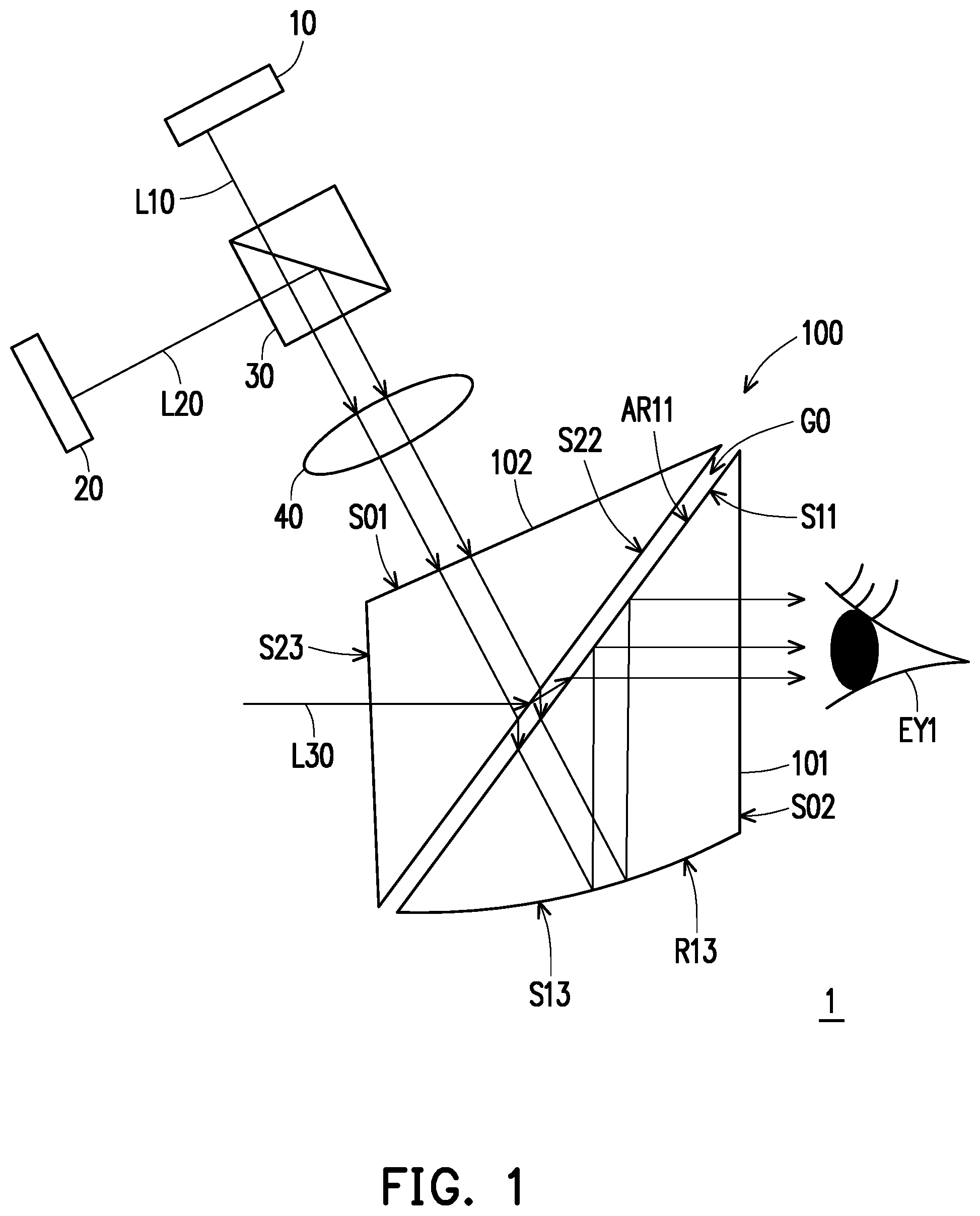 Patent US11776219 — Augmented reality glasses — Figure 1