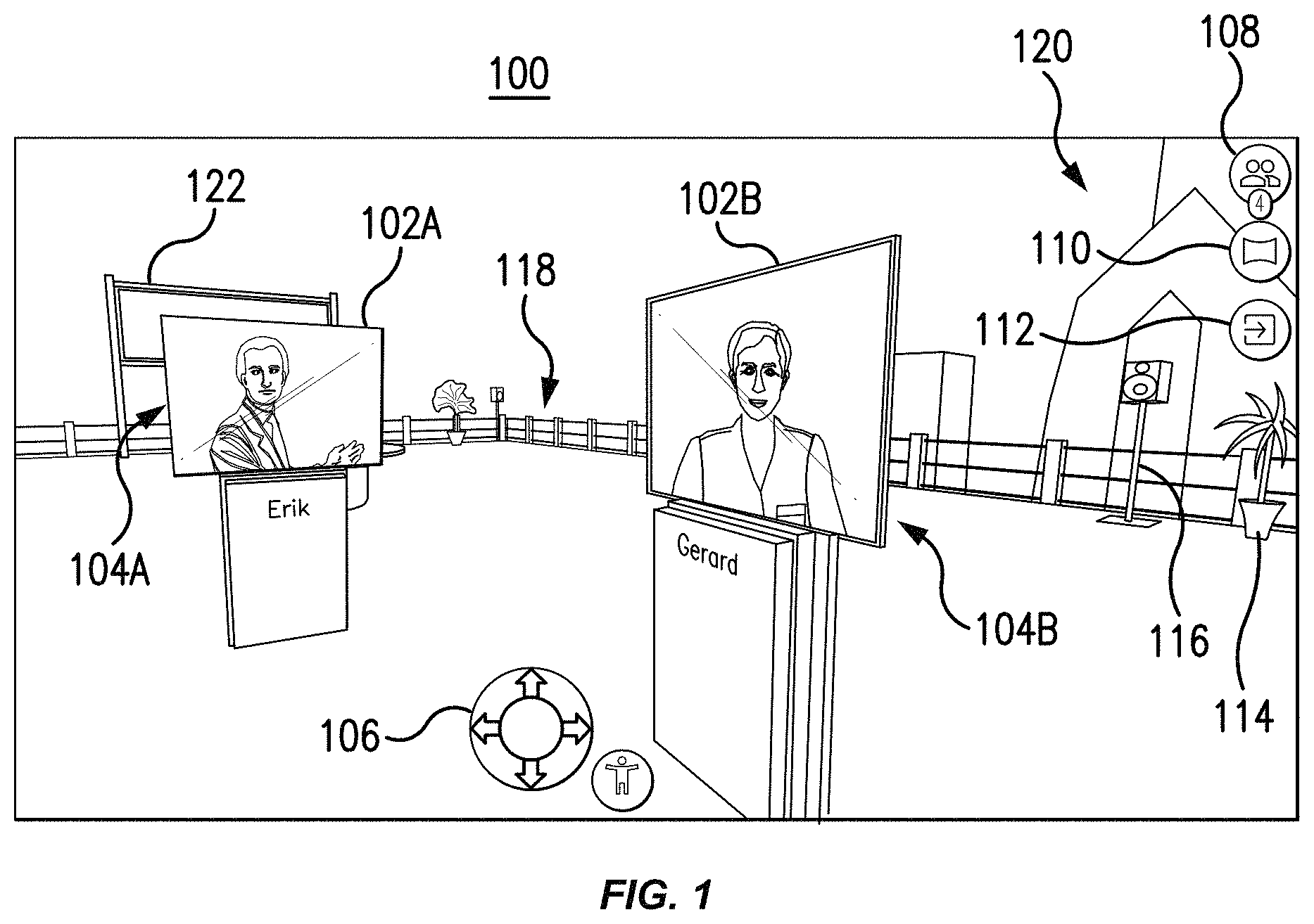 Patent US11776227 — Avatar background alteration — Figure 1