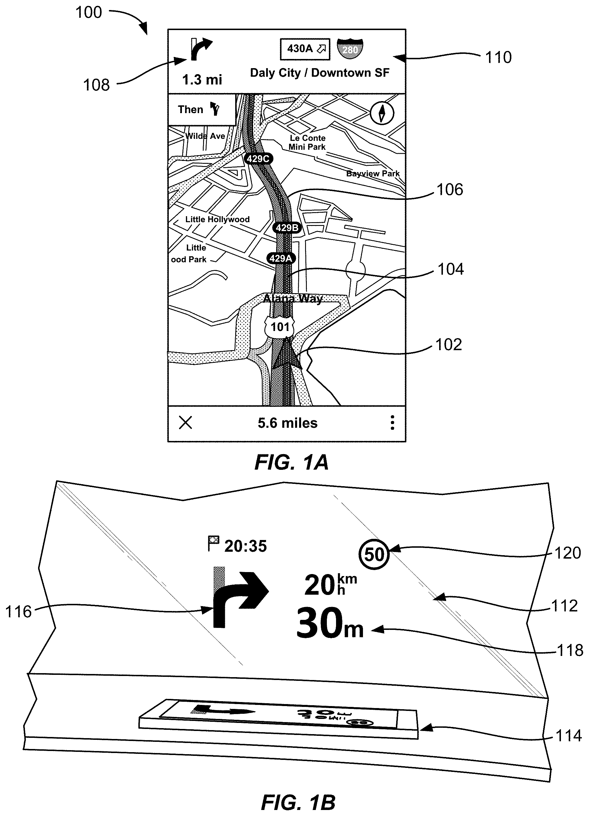 Patent US11776254 — Navigation using augmented reality — Figure 1