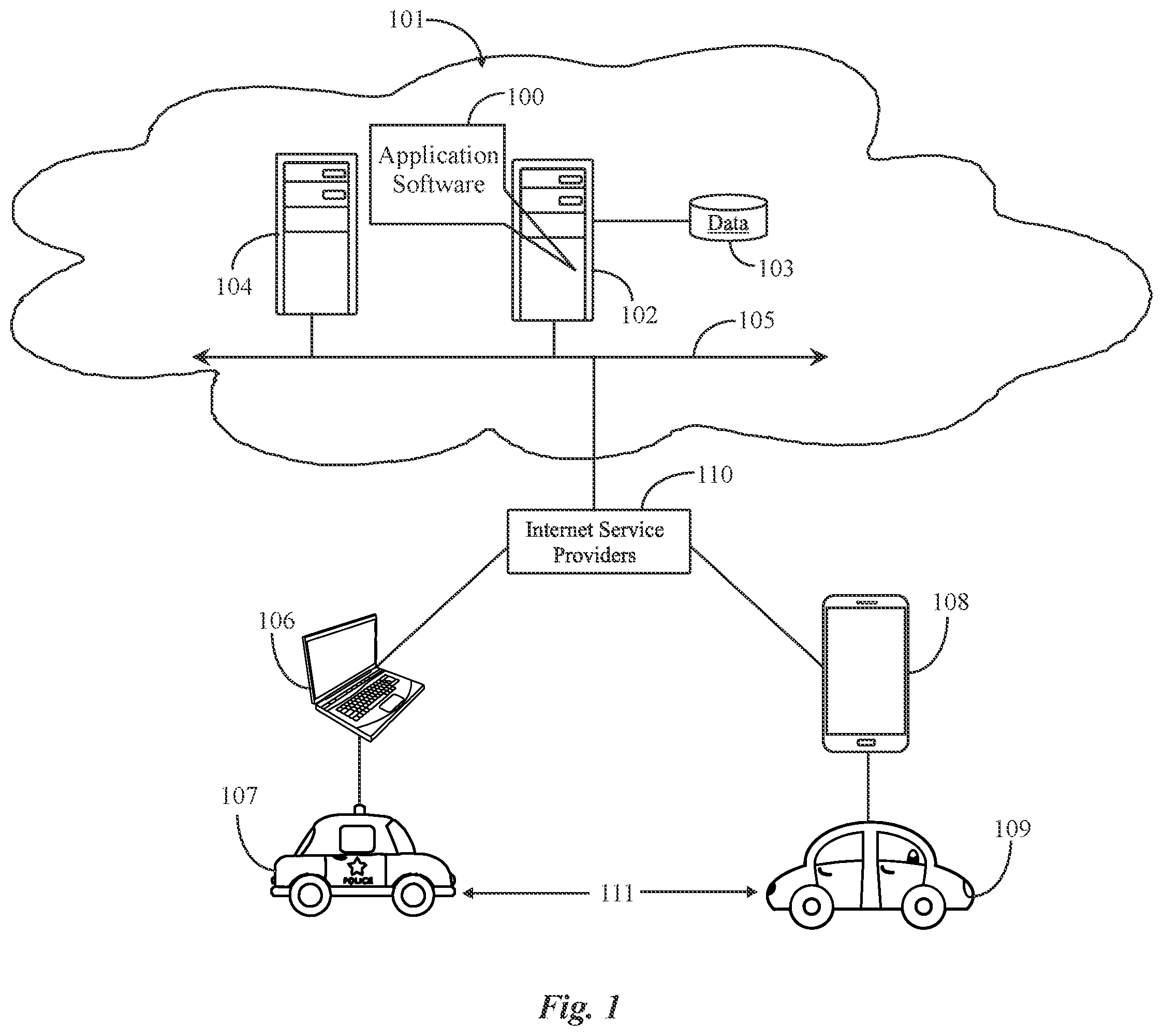 Patent US11776293 Figure 1 – System and method for increasing safety during law enforcement stops