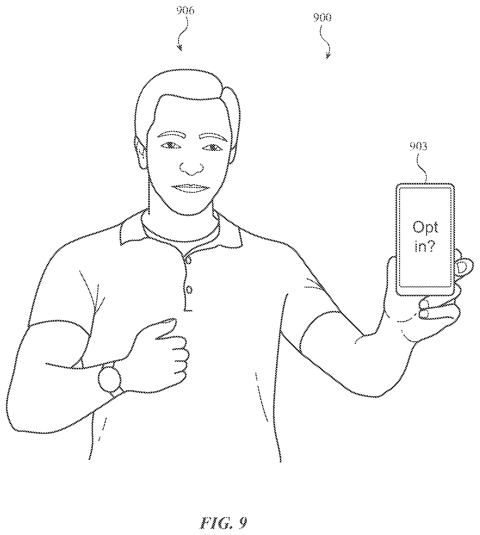 Patent US11776303 Figure 9 – Biometric gallery management using wireless identifiers