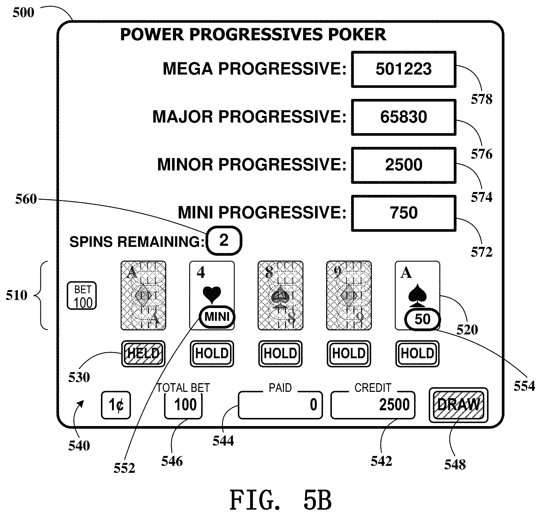 Patent US11776364 Figure 8 – Gaming device having poker lock and improve feature