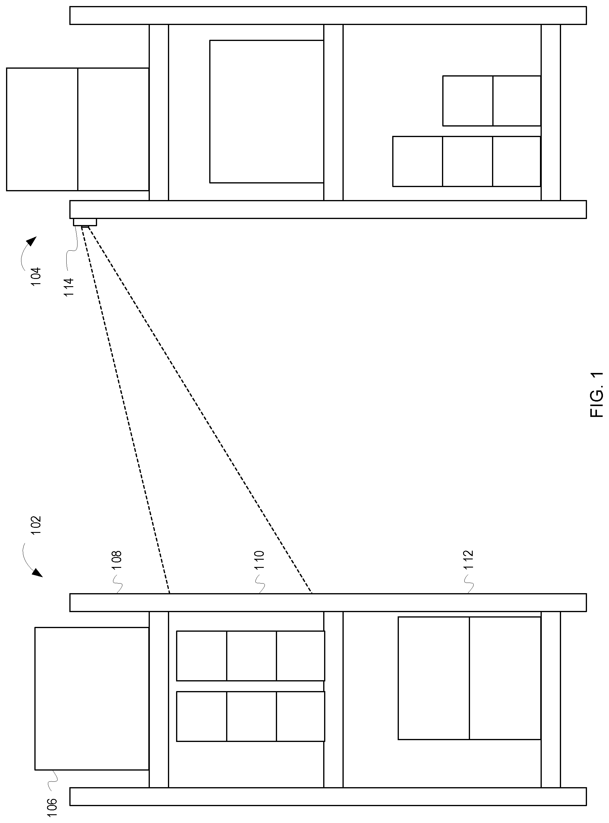 Patent US11776366 — Systems and methods for projecting action indicators — Figure 1