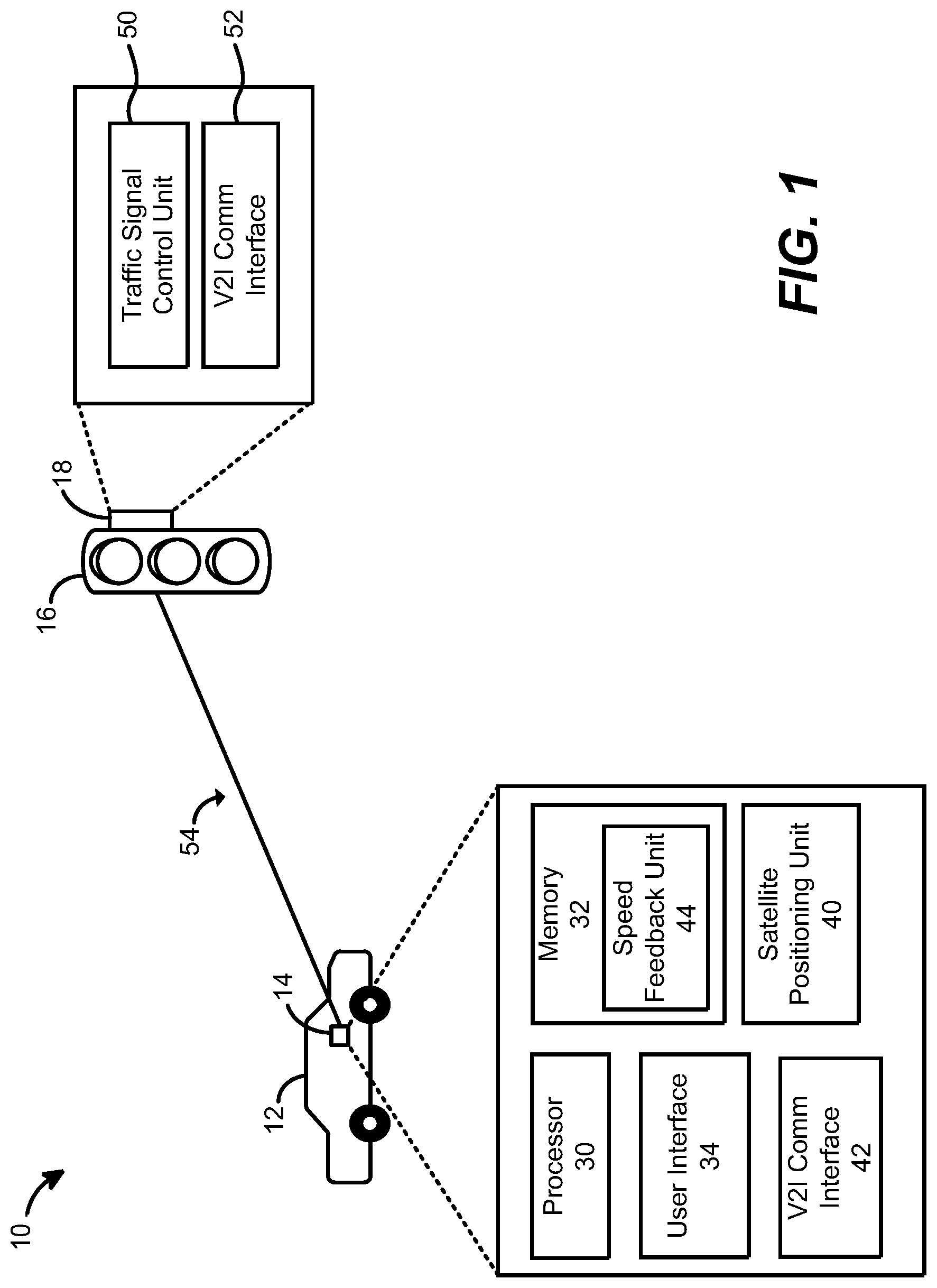 Patent US11776399 — Driver feedback for efficiently traversing intersections — Figure 1