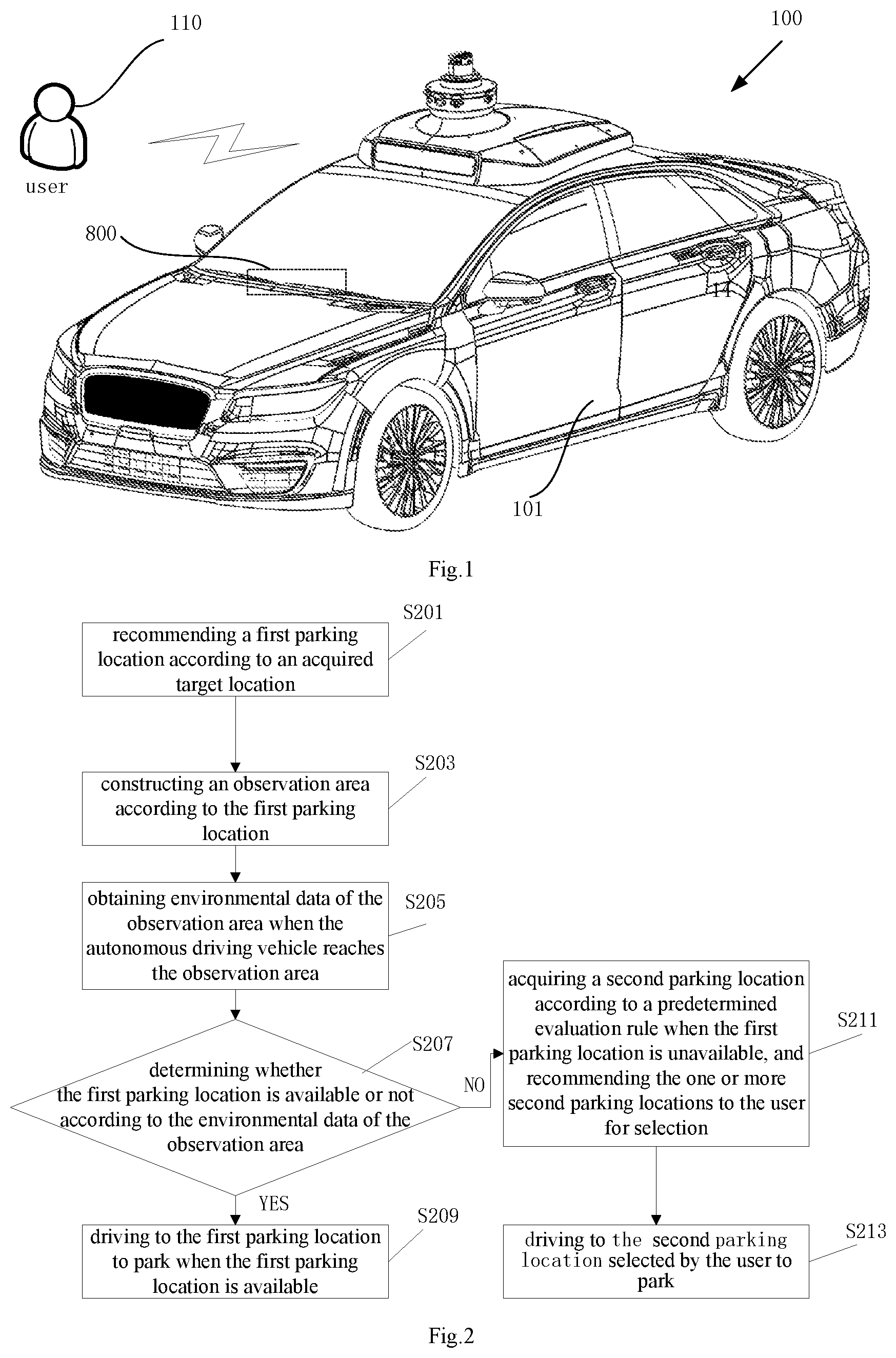 Patent US11776403 — Autonomous driving vehicle, intelligent parking method and intelligent control device for autonomous driving vehicle — Figure 1