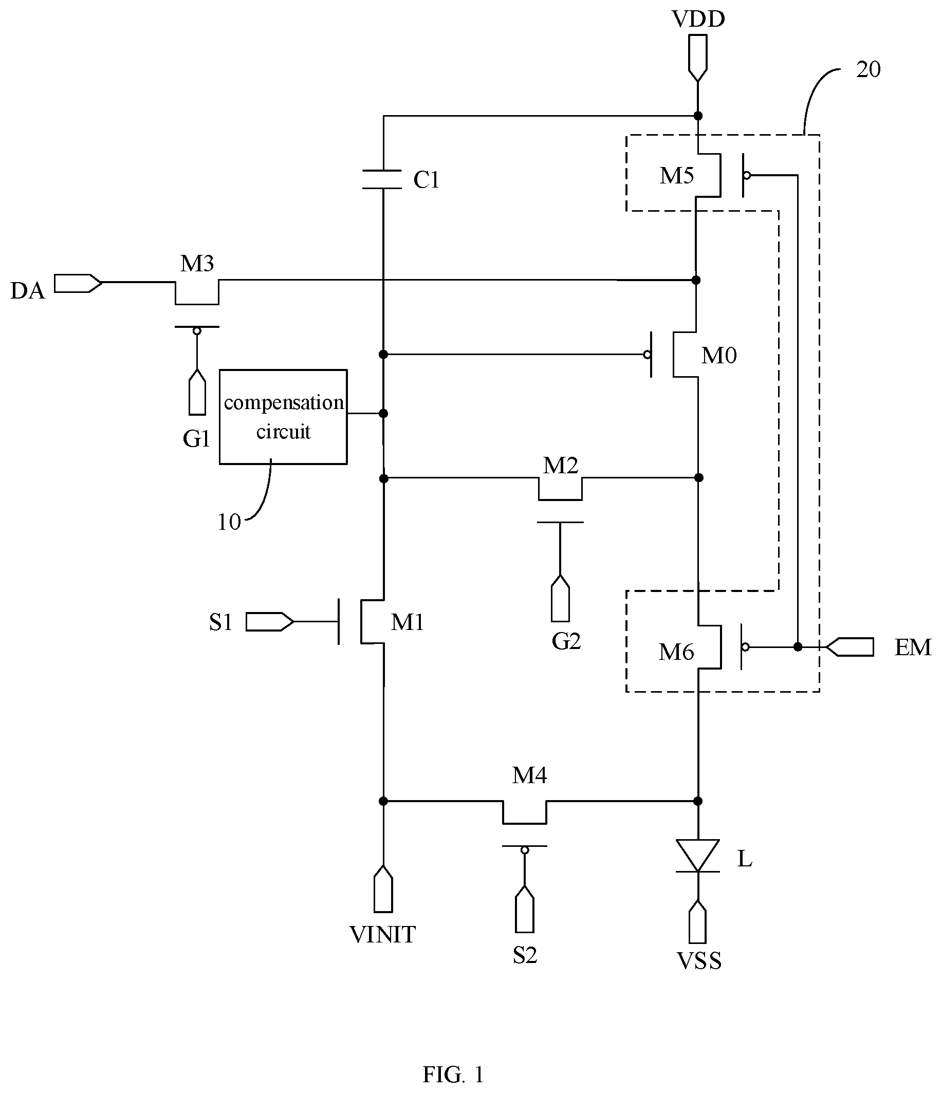 Patent US11776449 — Pixel circuit, display panel and display apparatus — Figure 1