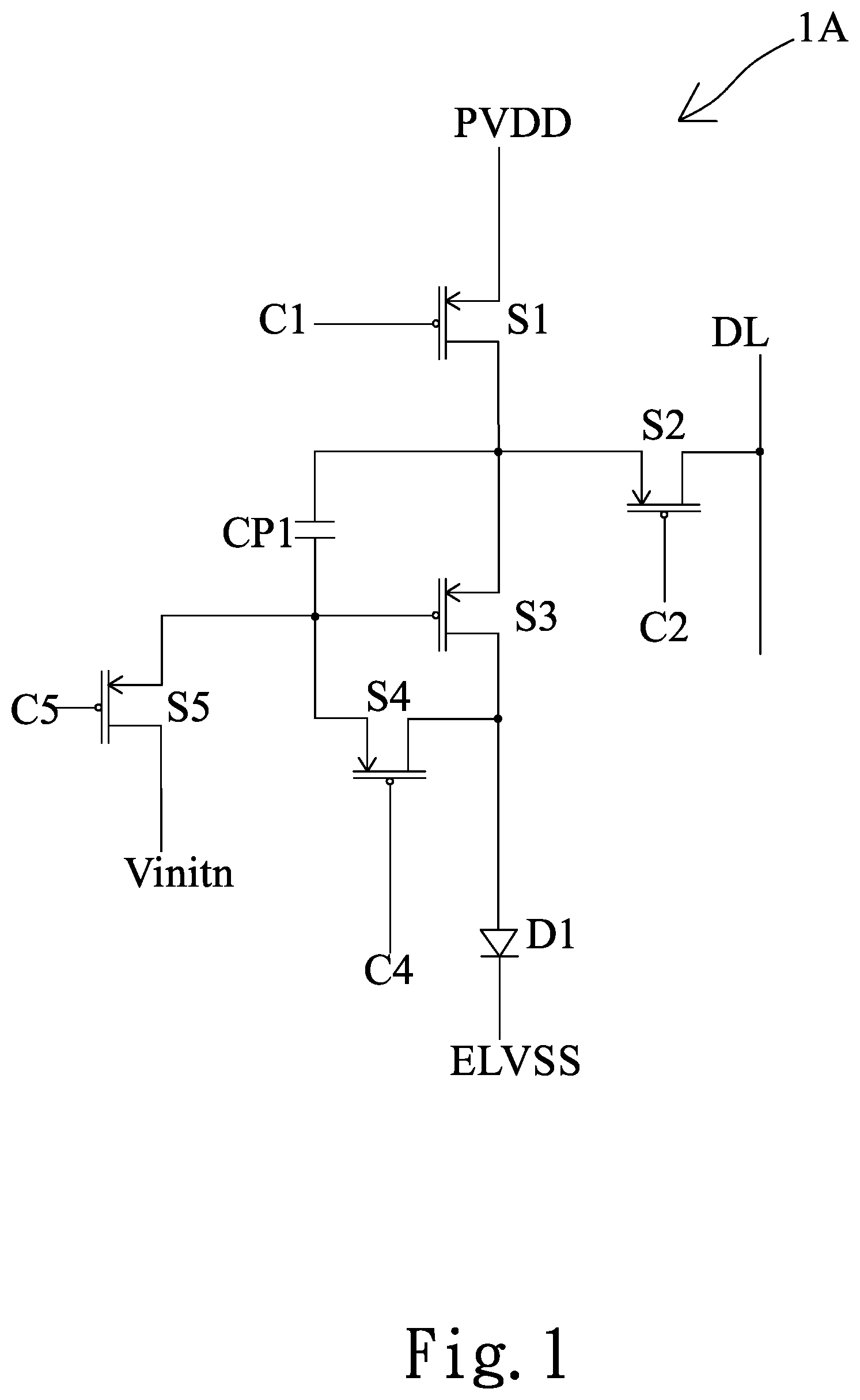 Patent US11776477 — Pixel circuit of a display panel — Figure 1