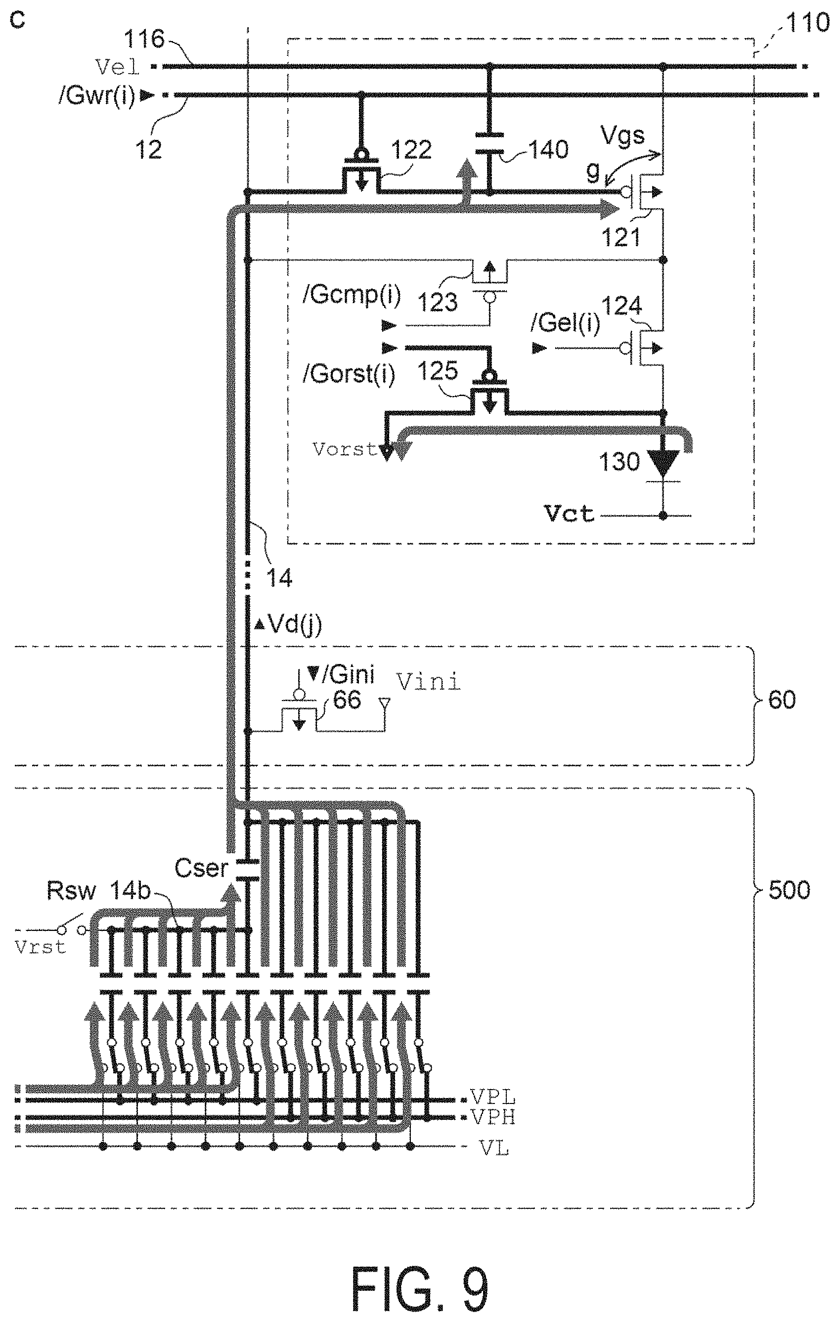 Patent US11776486 Figure 9 – DA conversion circuit, electro-optical device and electronic apparatus