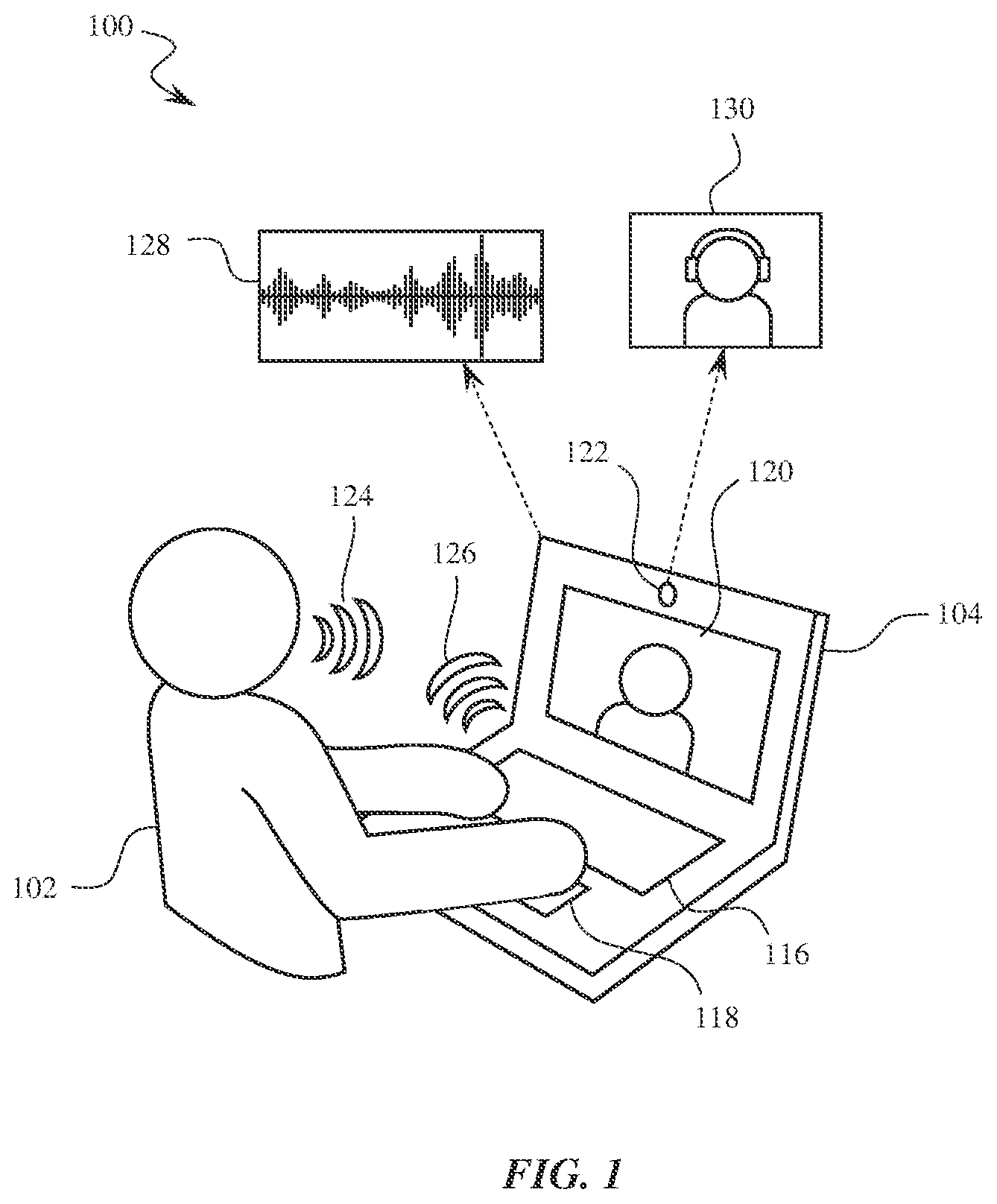 Patent US11776555 — Audio modification using interconnected electronic devices — Figure 1