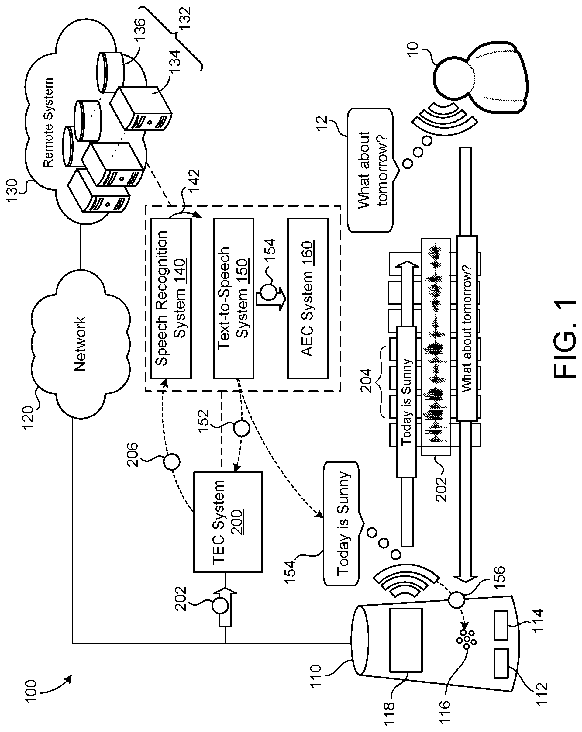 Patent US11776563 — Textual echo cancellation — Figure 1