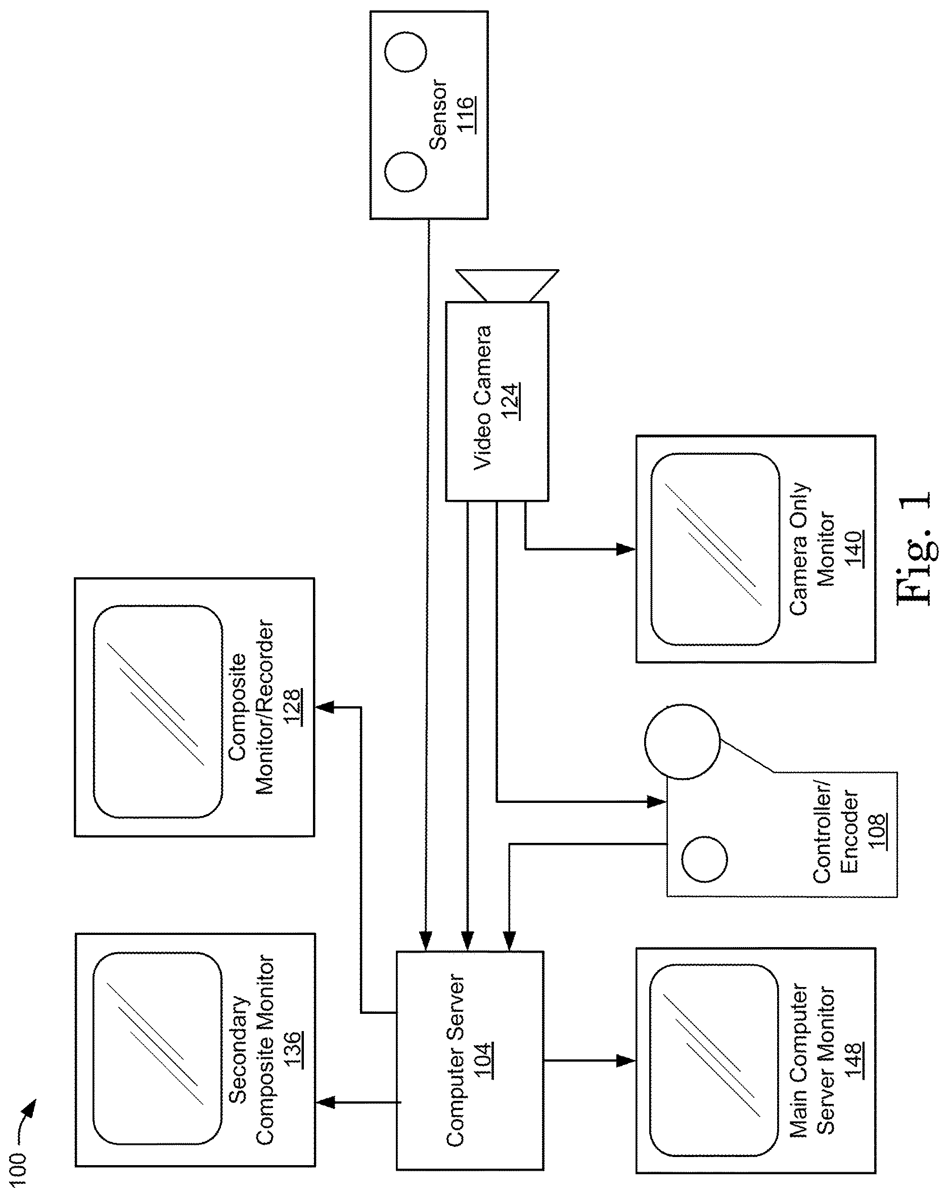 Patent US11776577 — Camera tracking system for live compositing — Figure 1