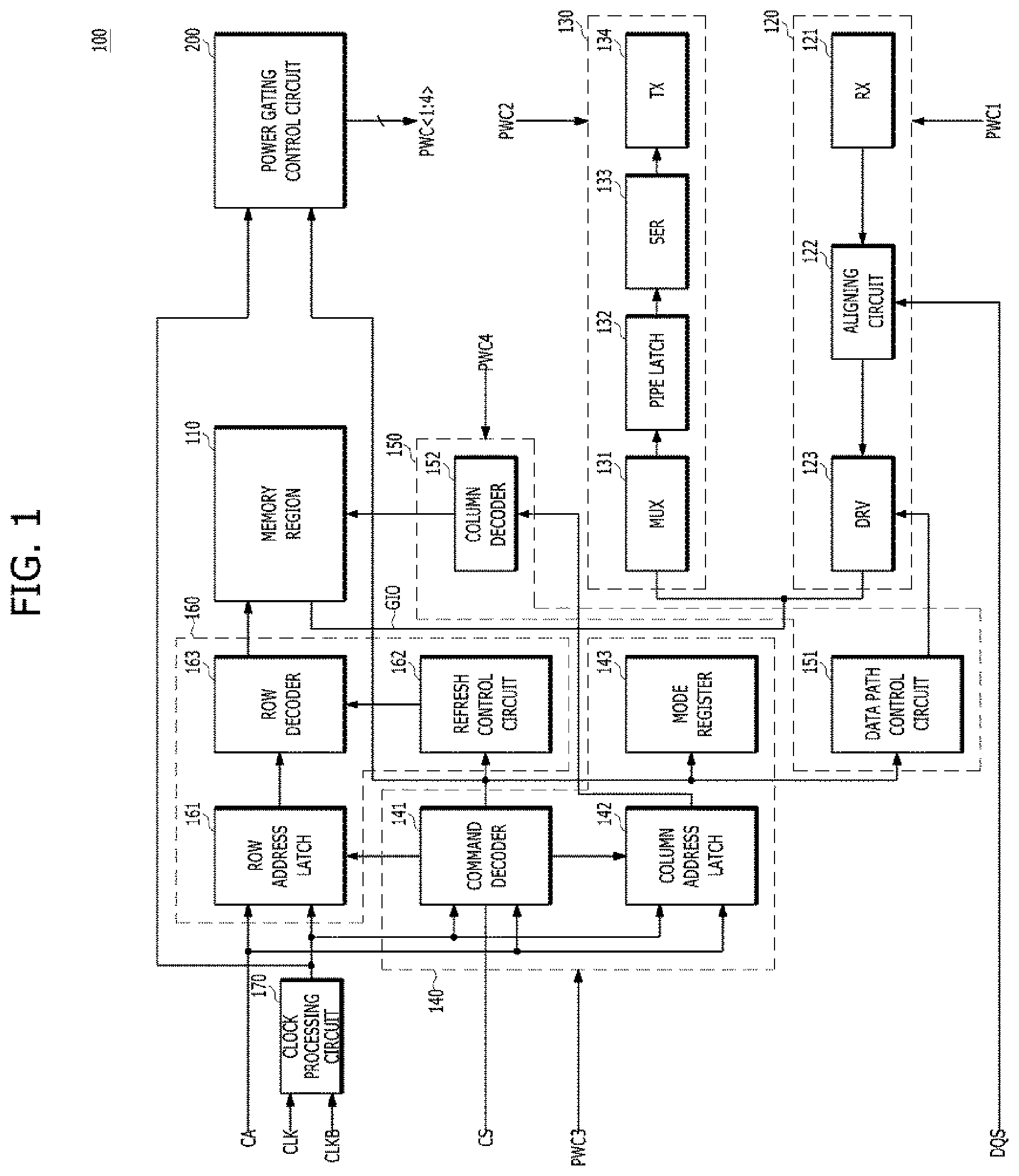 Patent US11776610 — Power gating control circuit and semiconductor apparatus including the power gating control circuit — Figure 1